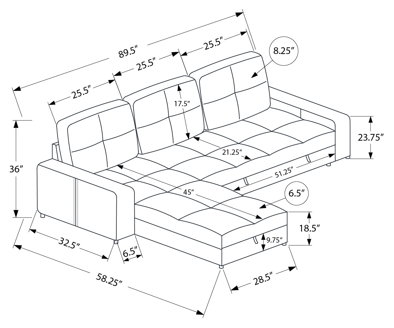 ANGIE Sleeper Sectional - Left/Right