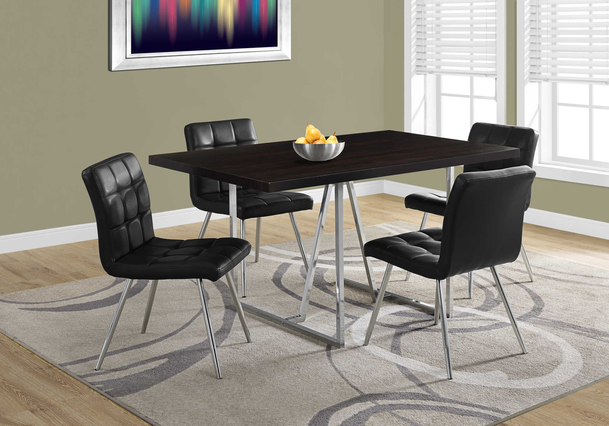 dining table - 36"x 60" / espresso / chrome metal i1064