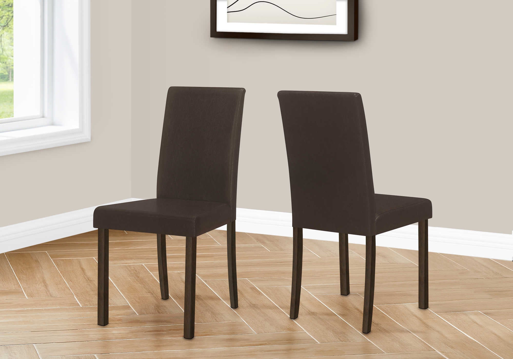 dining chair - 2pcs / 36"h espresso / dark brown pu