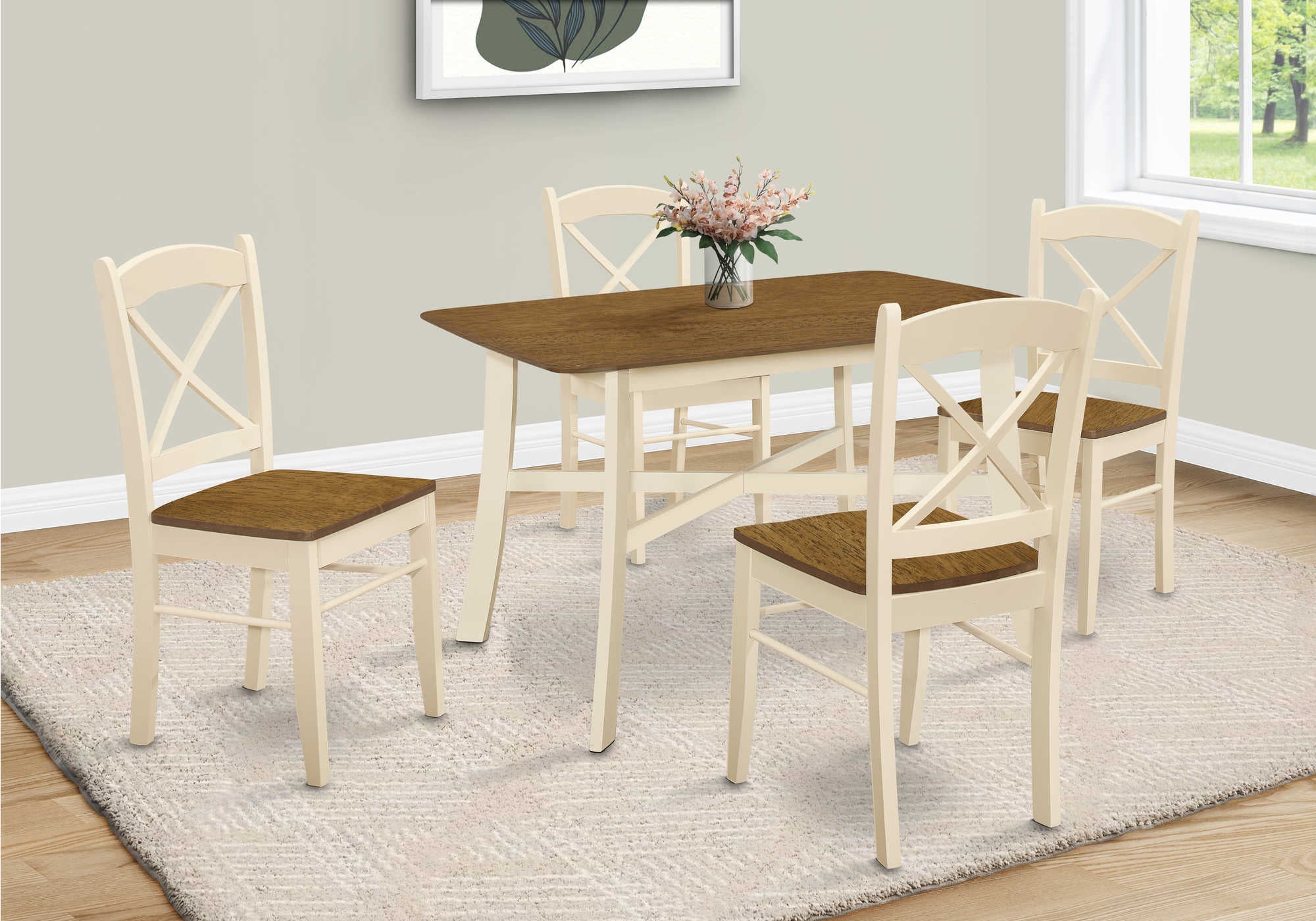 dining table - 36"x 48" / cream / oak veneer top i1328