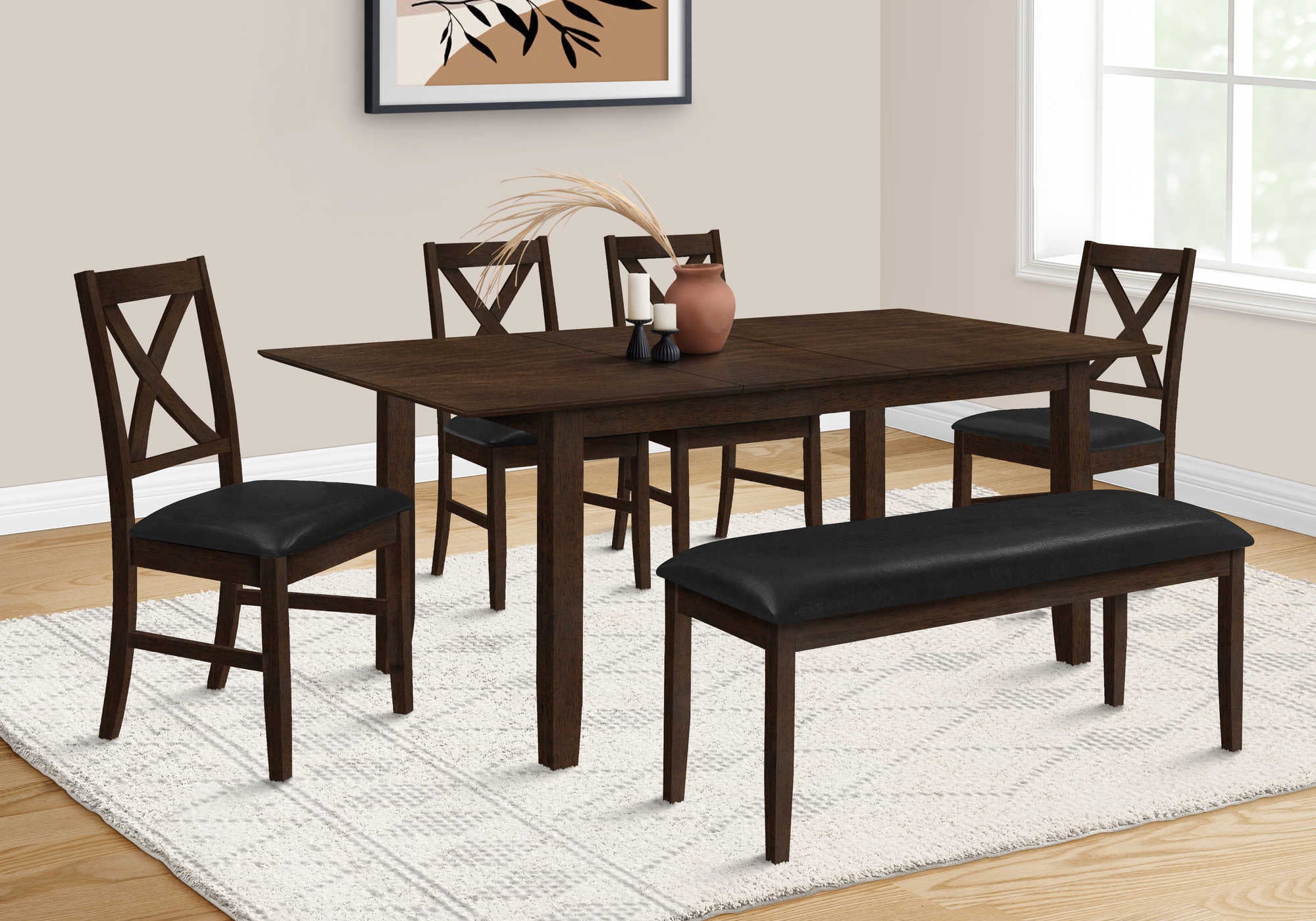 dining table - espresso veneer 42"x 78"/ 18" extension i1331