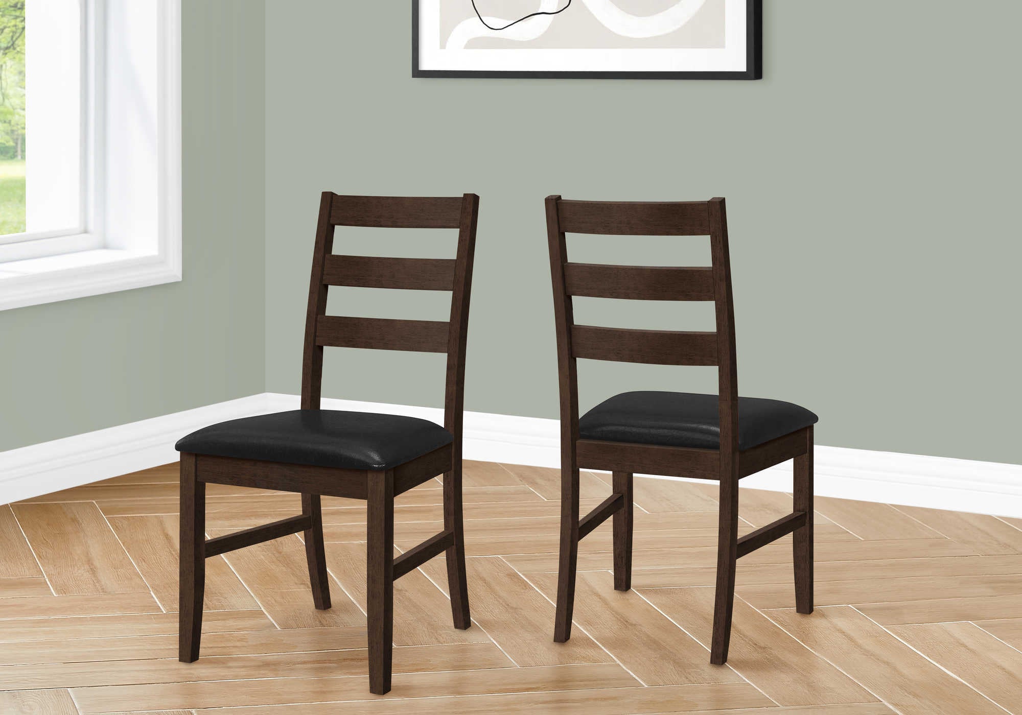 dining chair - 2pcs / 37"h espresso / black pu seat i1332