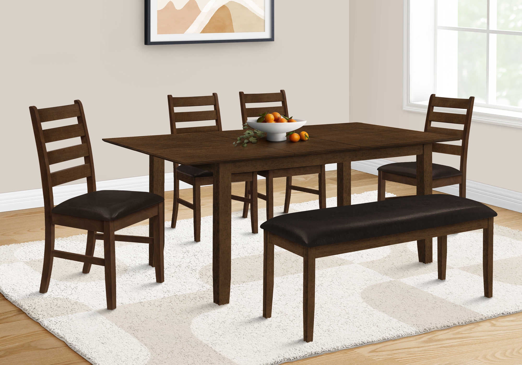 dining table - brown veneer 42"x 78"/ 18" extension panel i1371