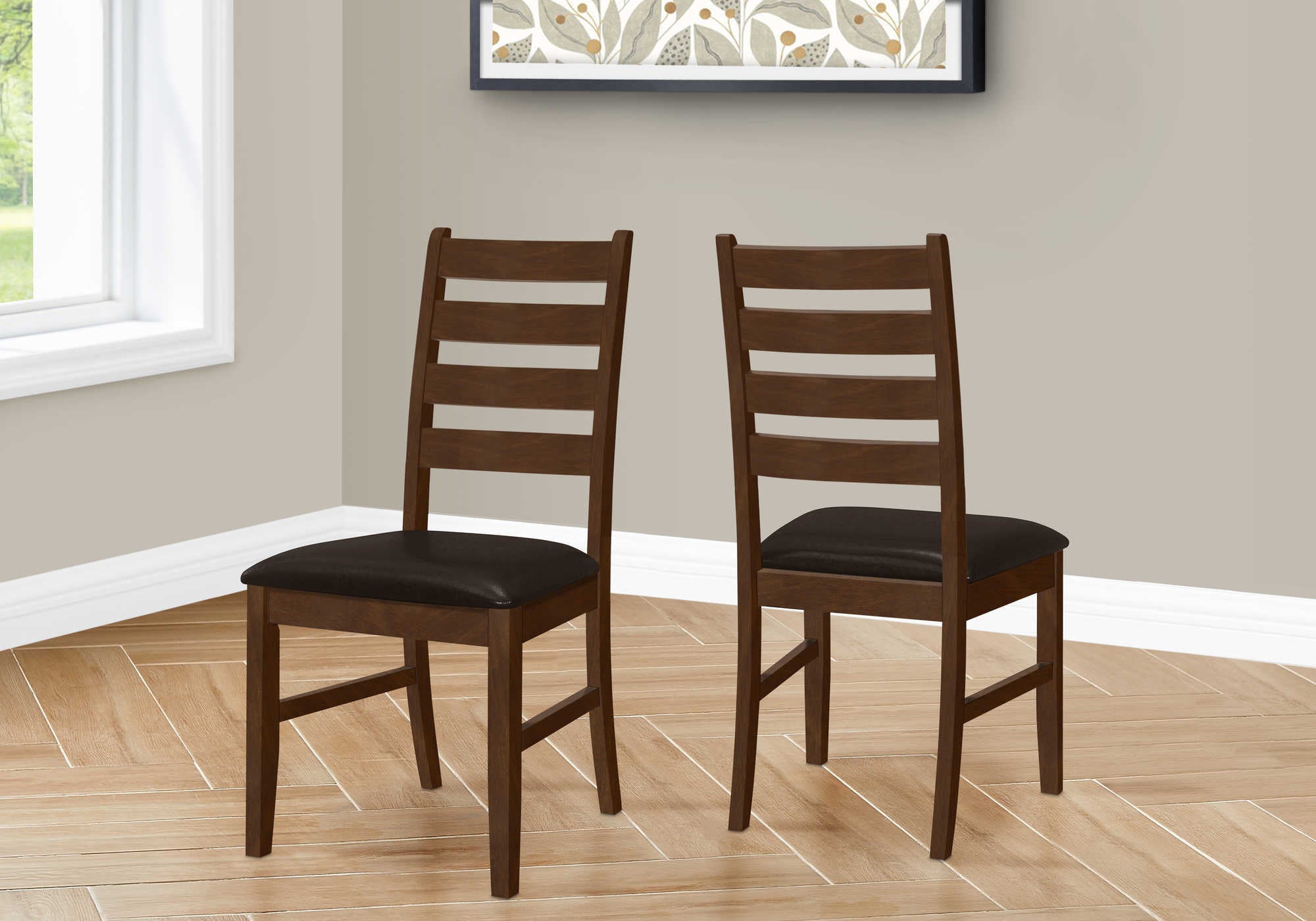 dining chair - 2pcs / 37"h brown / dark brown pu seat