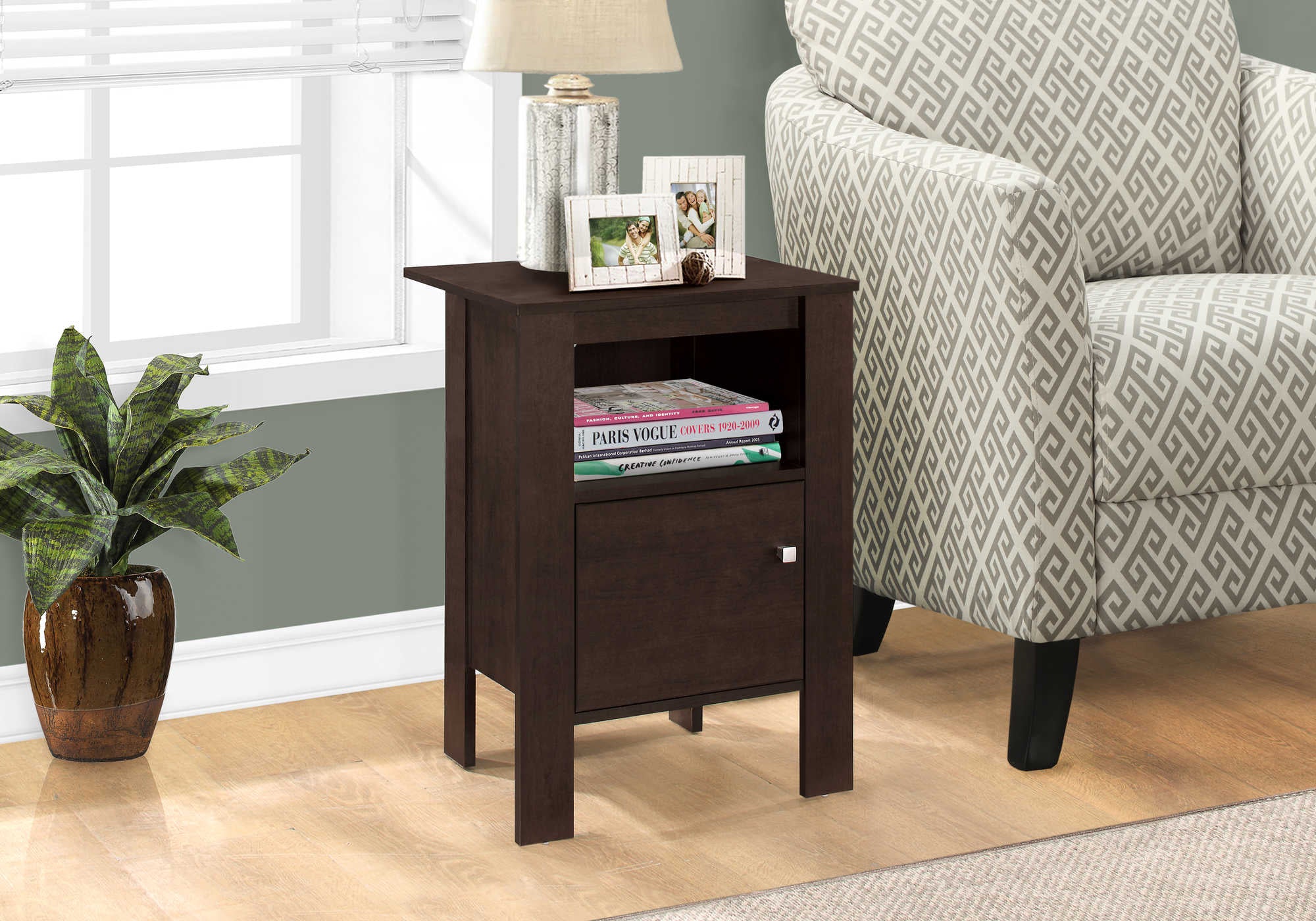 accent table - espresso night stand with storage i2135