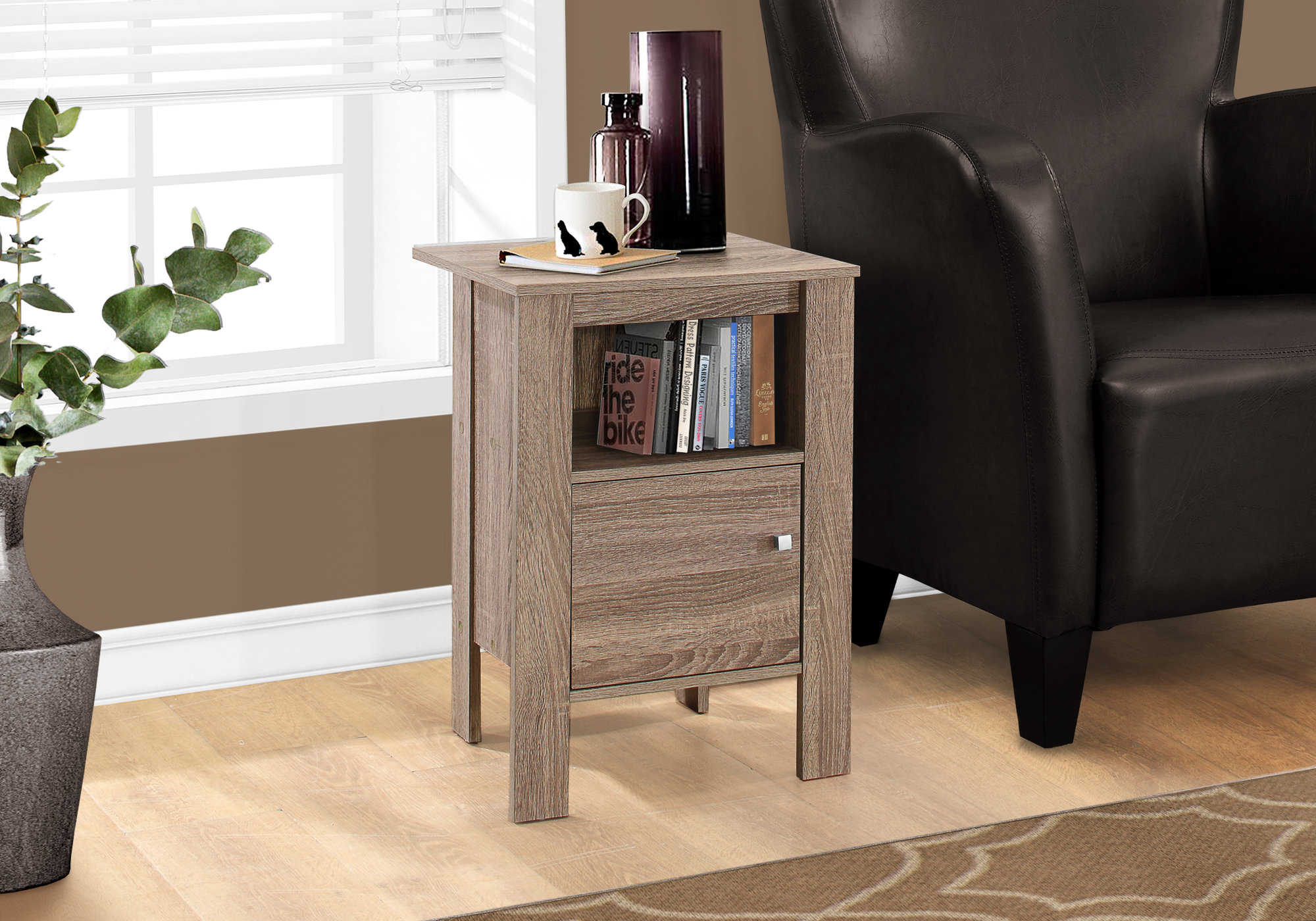 accent table - dark taupe night stand with storage i2136