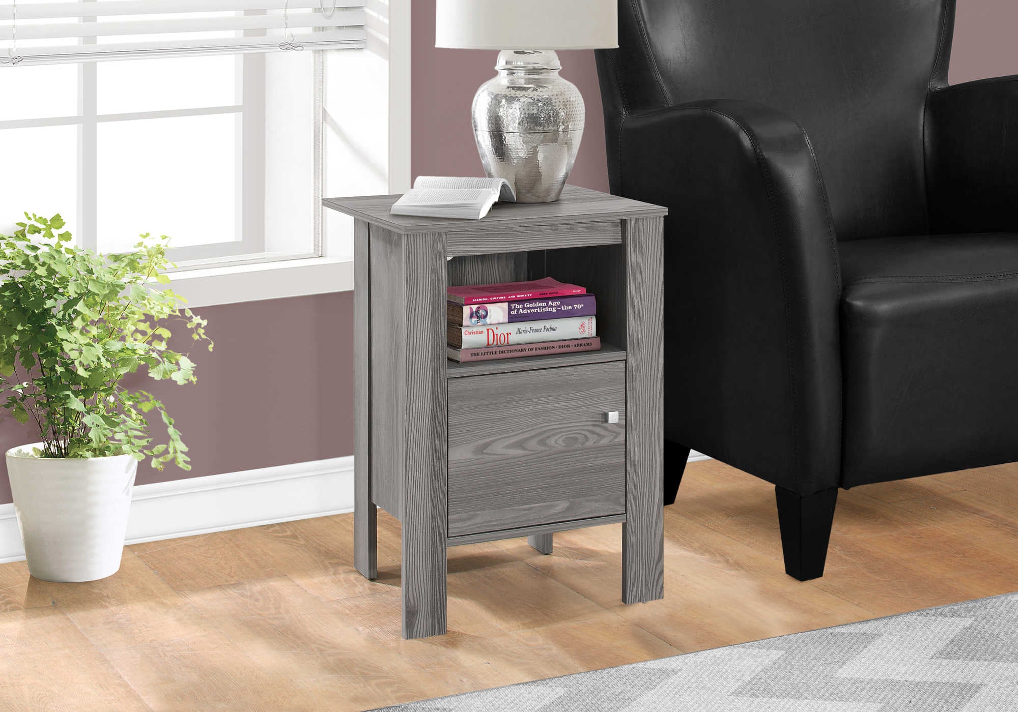 accent table - grey night stand with storage i2138