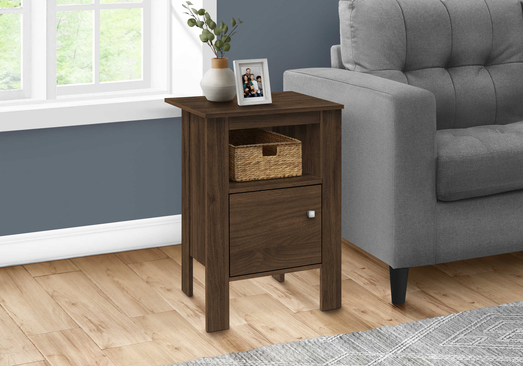 accent table - dark walnut night stand with storage i2144