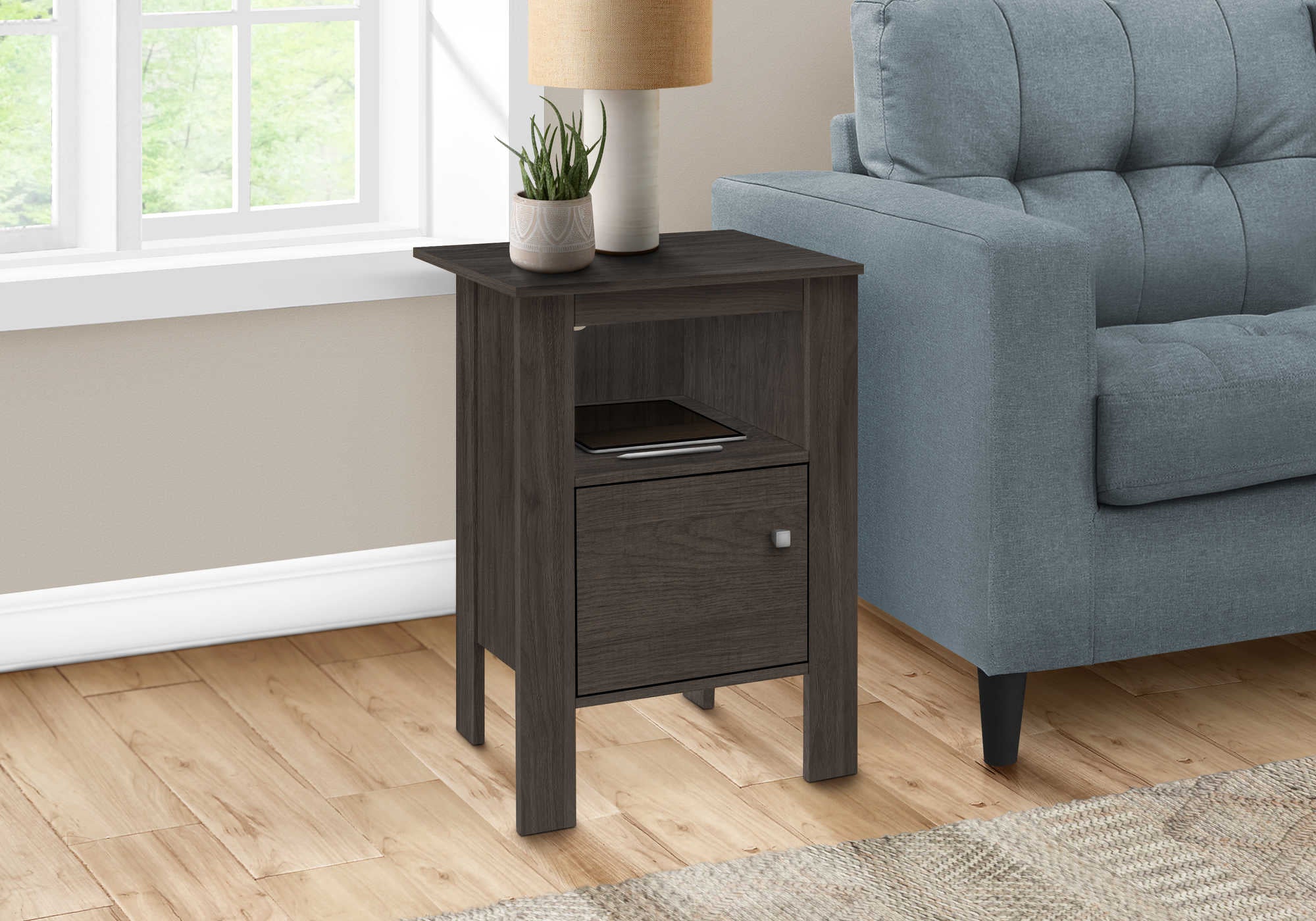 accent table - brown oak night stand with storage i2145