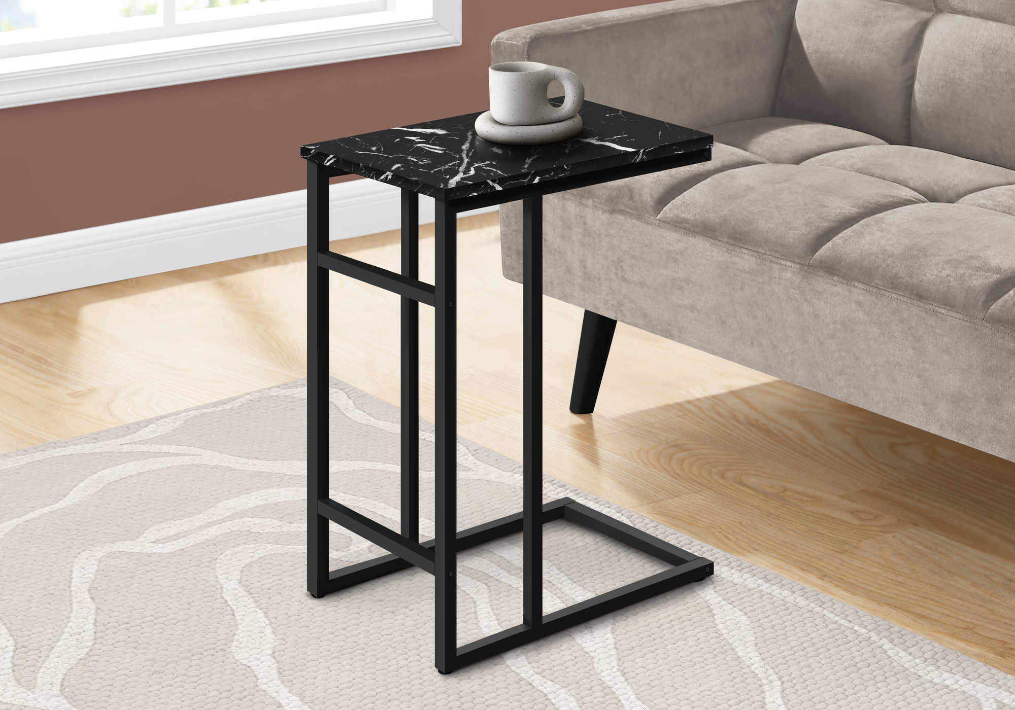 accent table - 24"h / black marble / black metal i2174