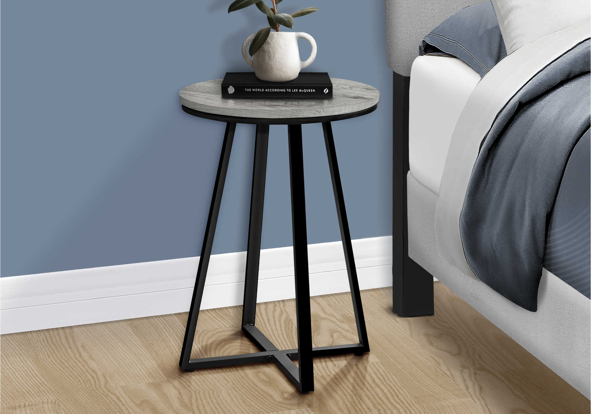 Image of nightstand - 22"h / grey / black metal  i 2176.