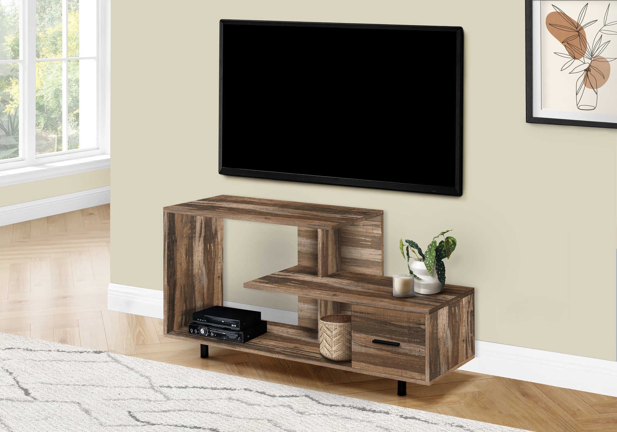 tv stand - 48"l / brown reclaimed / 1 drawer i2611