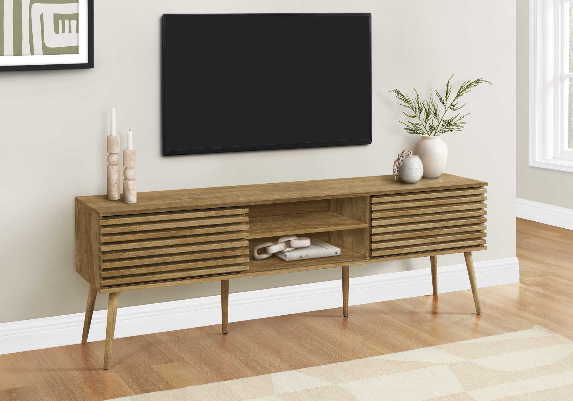 tv stand - 72"l / walnut with 2 doors i2784