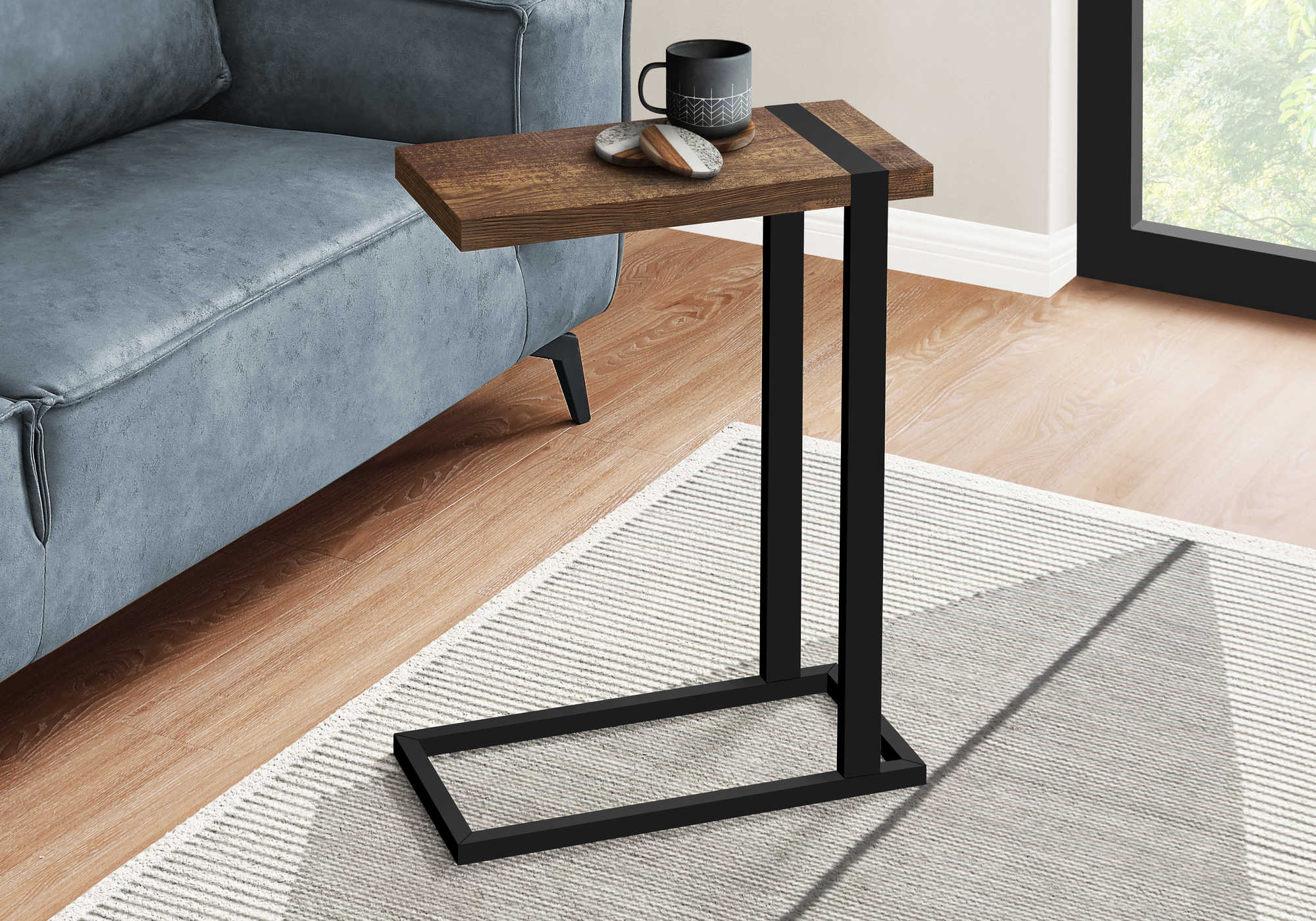 accent table - brown reclaimed wood-look / black metal i2853