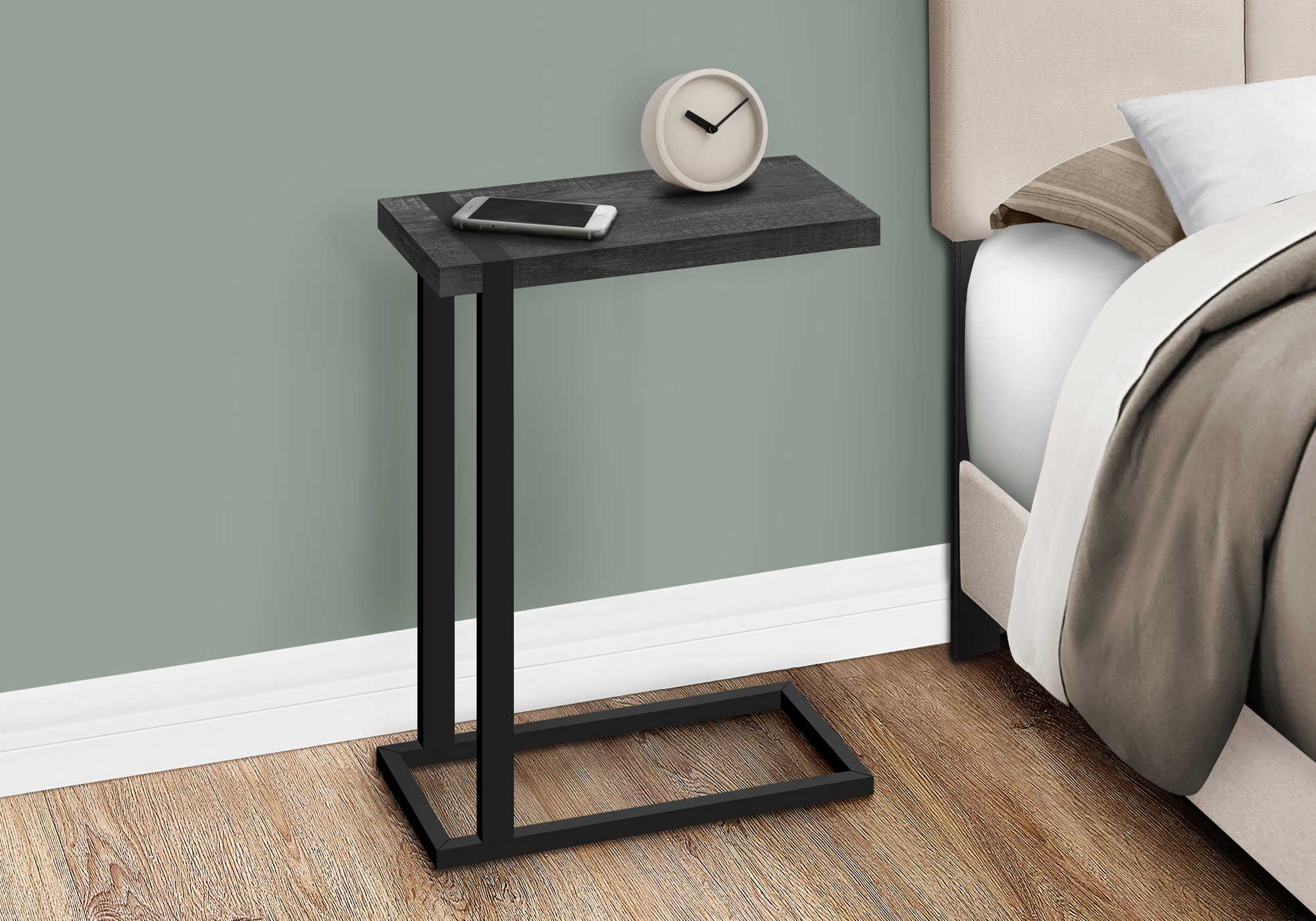 Image of nightstand - black reclaimed wood-look / black metal  i 2863.