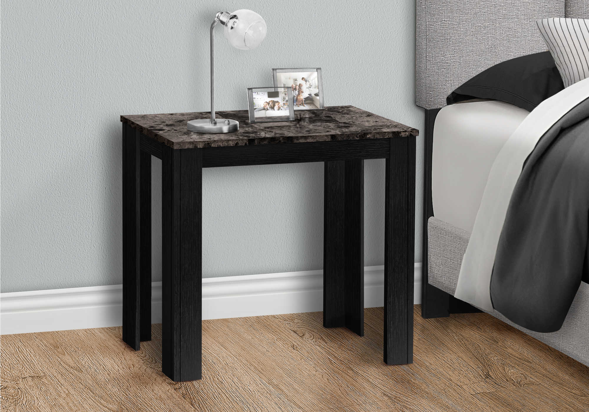 nightstand - black / grey marble i3112