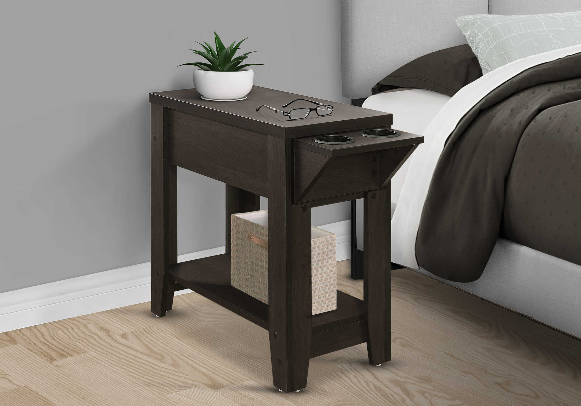 nightstand - 23"h / espresso with a glass holder i3197