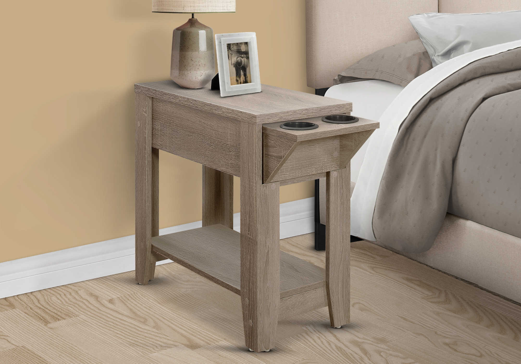 nightstand - 23"h / dark taupe with a glass holder i3198