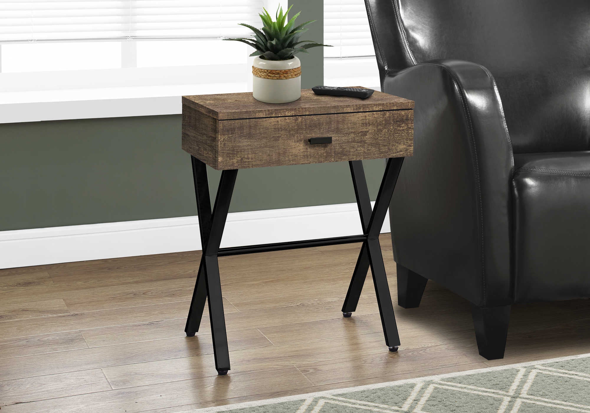 accent table - 24"h / brown reclaimed wood / black metal i3450