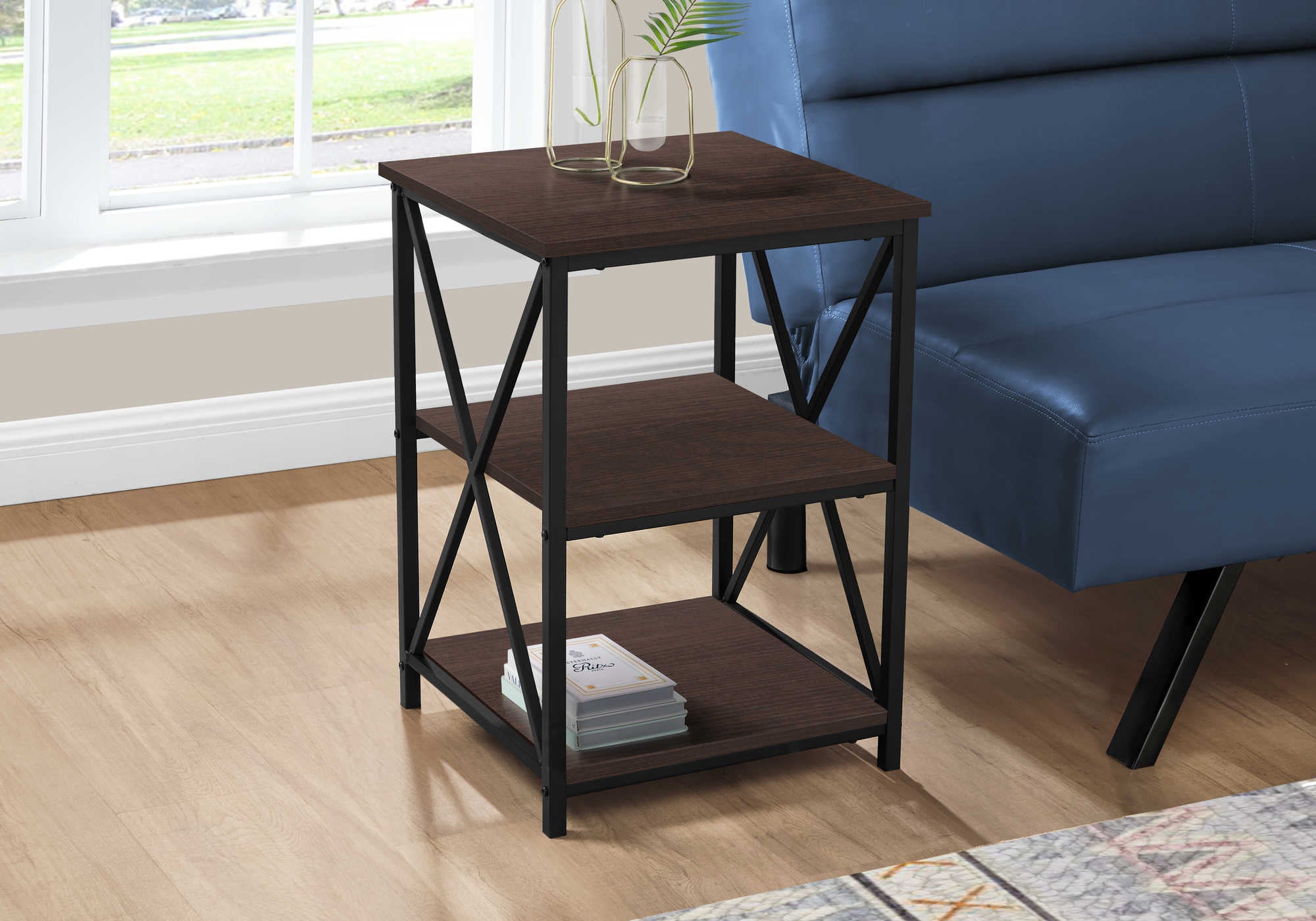 accent table - 26"h / espresso / black metal i3598