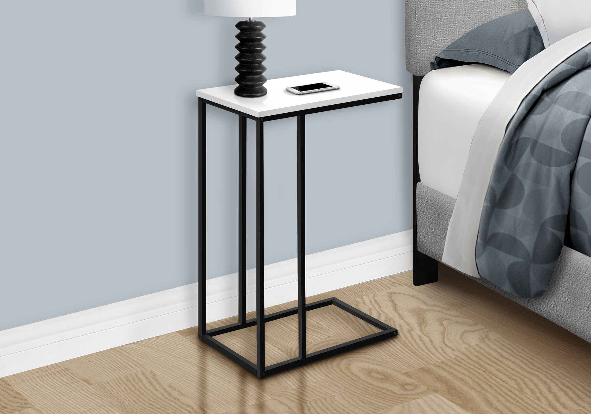 nightstand - 25"h / white / black metal i3760