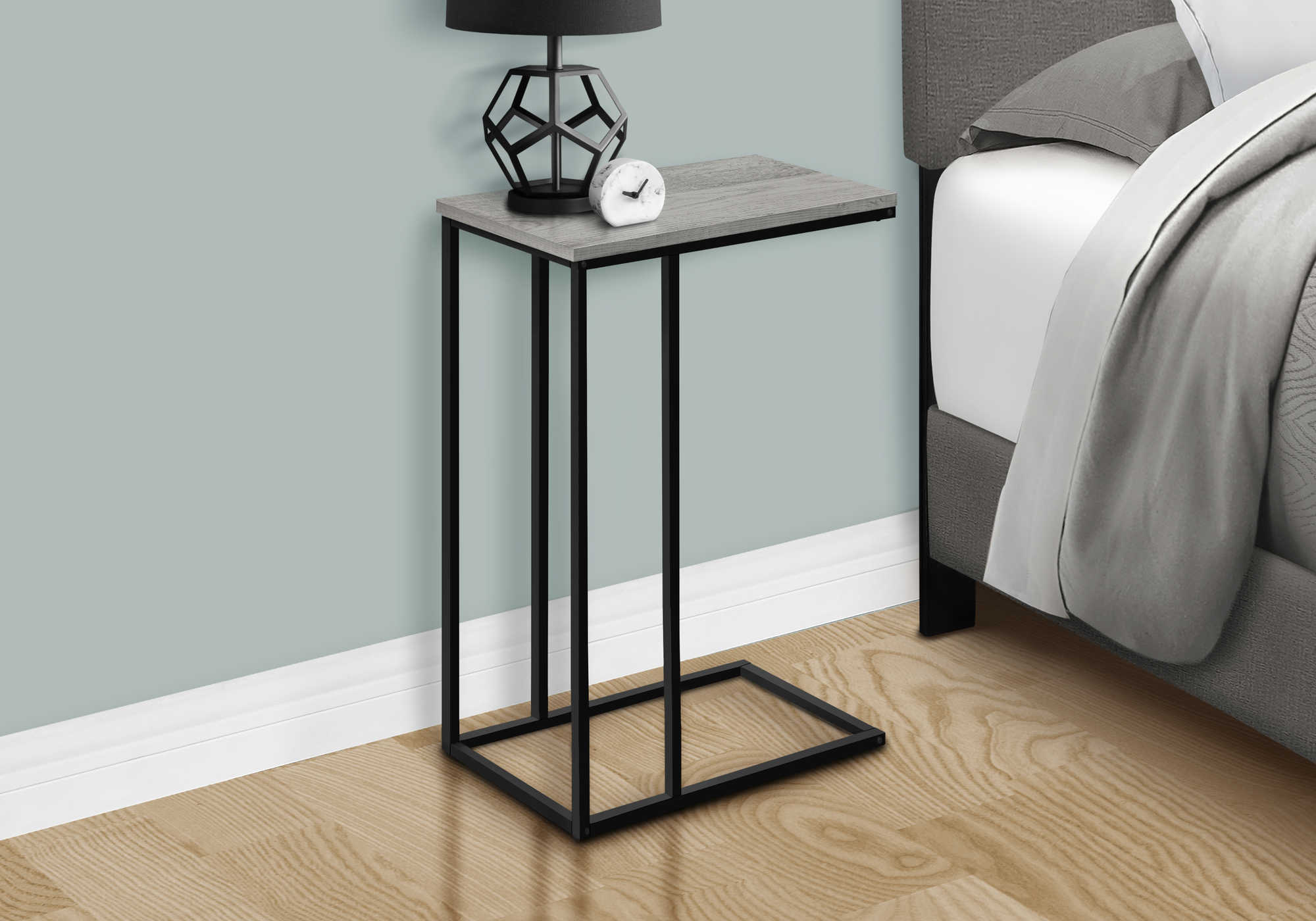 nightstand - 25"h / grey / black metal i3762