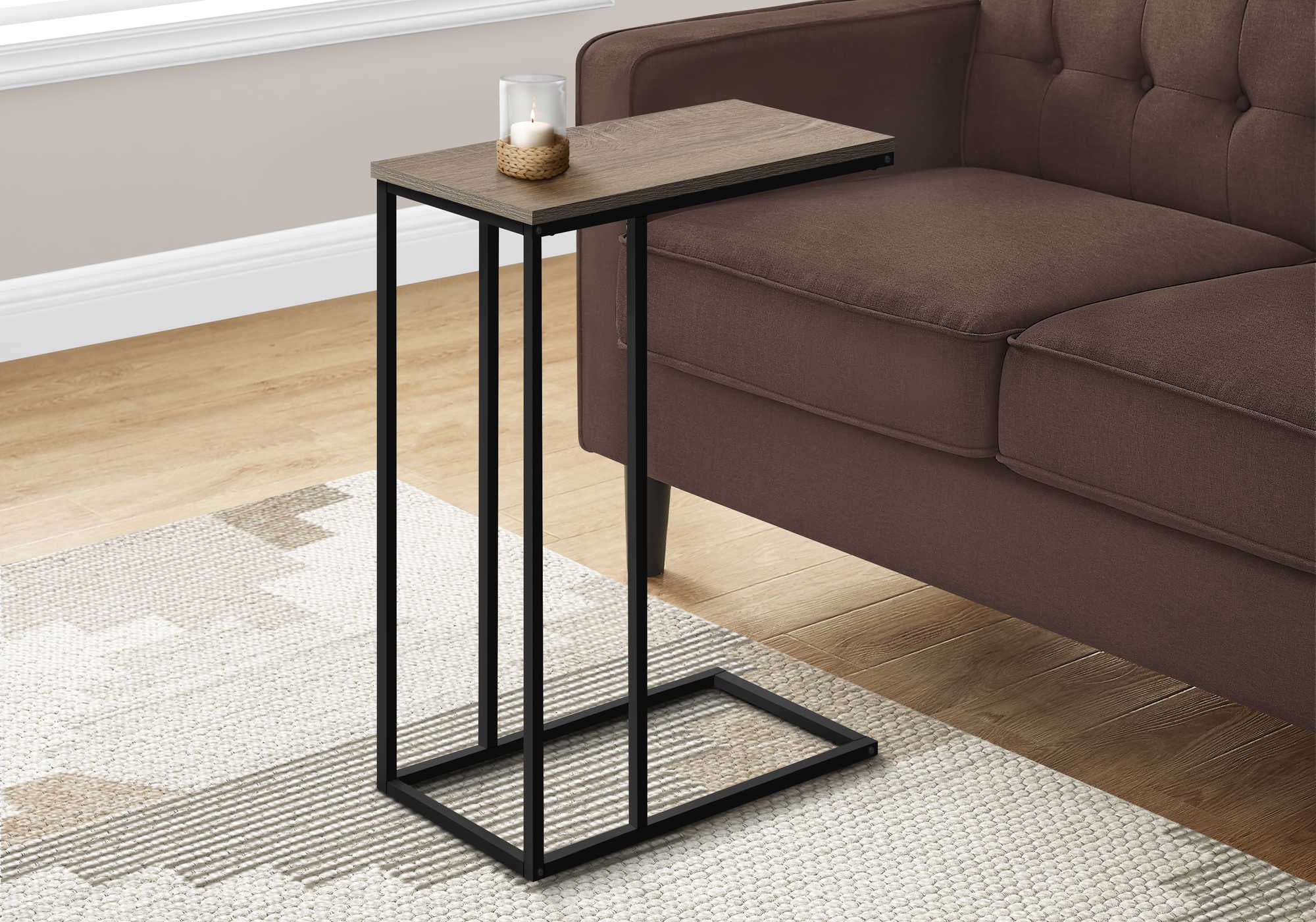 accent table - 25"h / dark taupe / black metal i3766