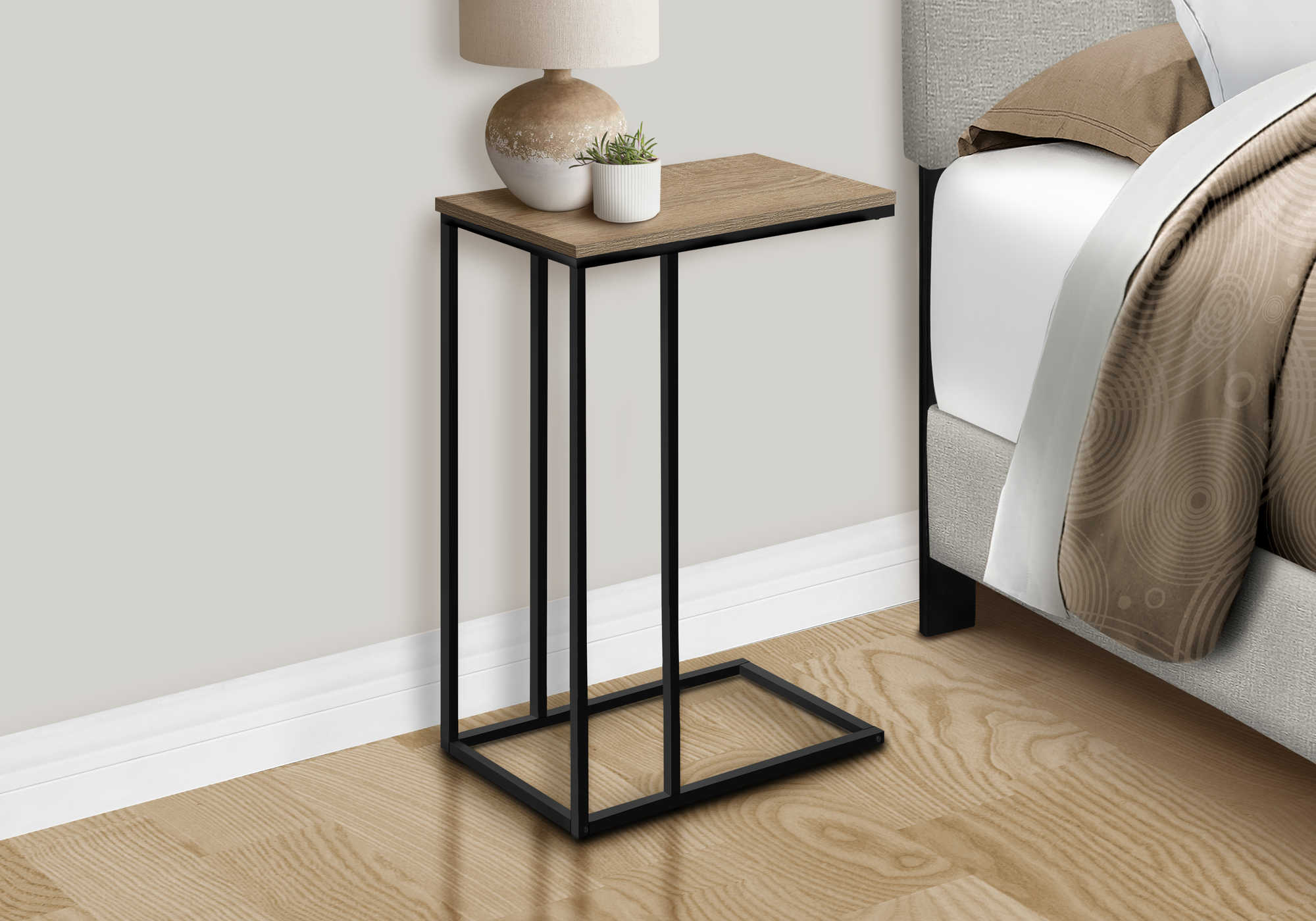 nightstand - 25"h / dark taupe / black metal i3766