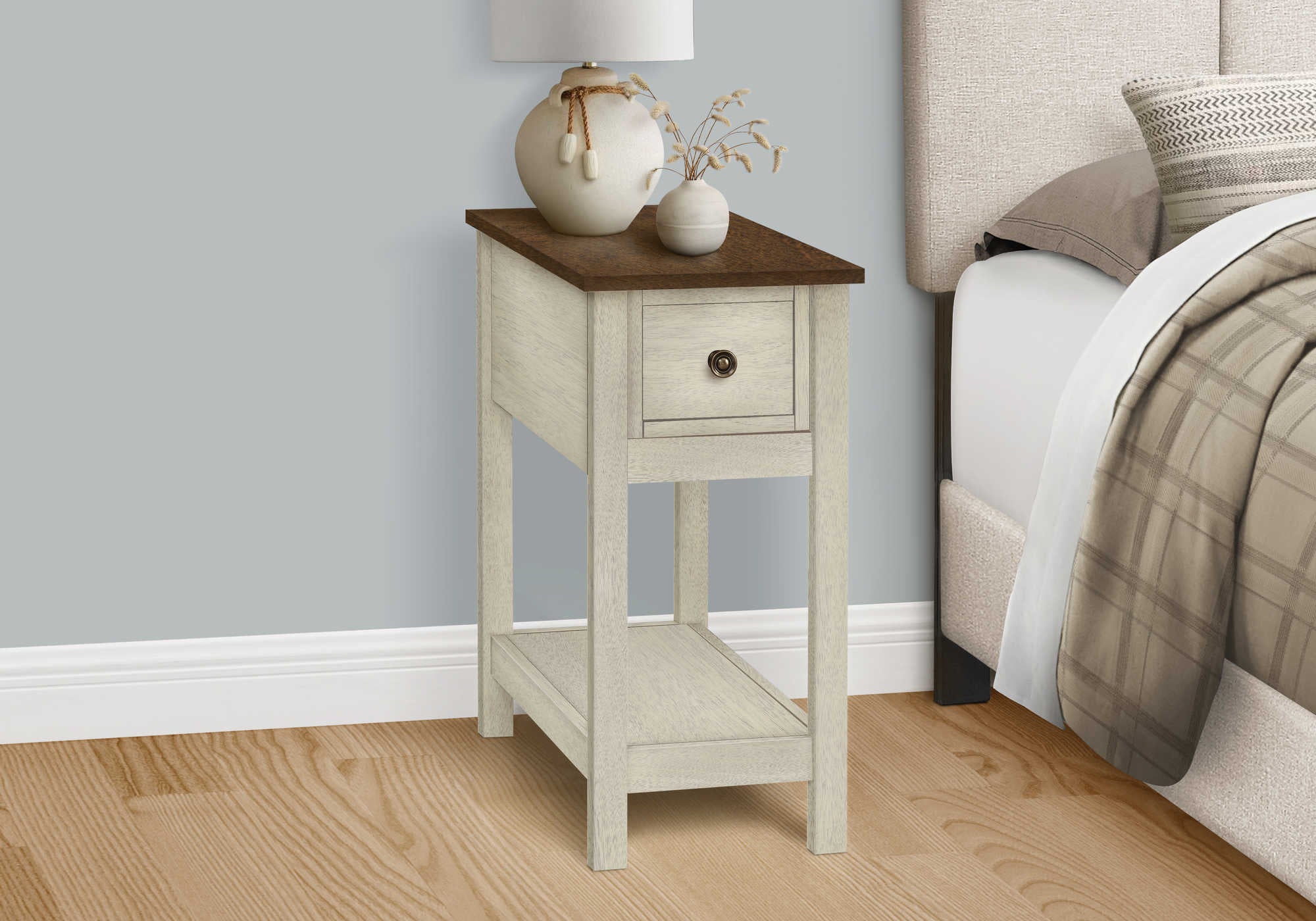 nightstand - 24"h / antique white / espresso veneer  i3962