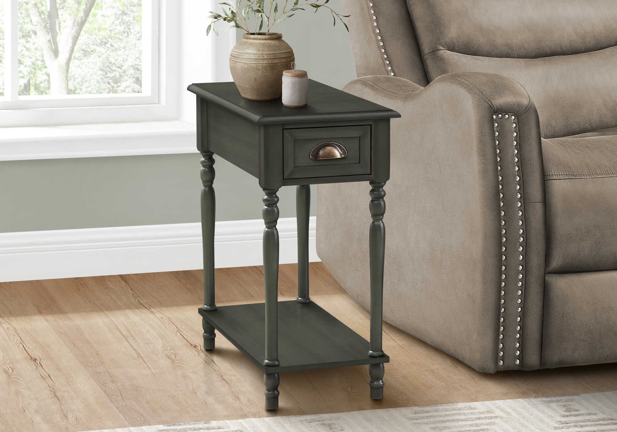 accent table - 24"h / dark green veneer end table i3968