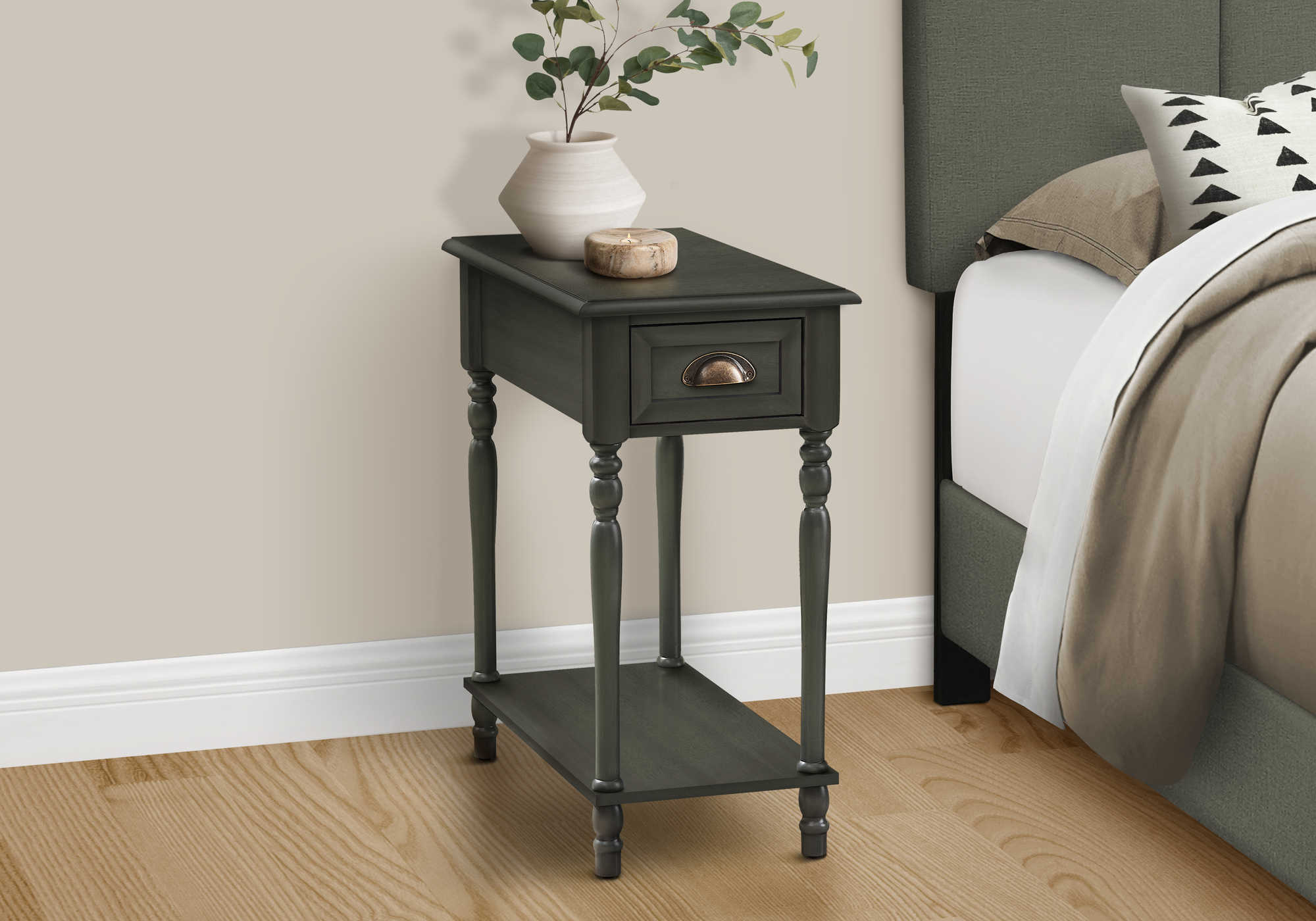 nightstand - 24"h / dark green veneer end table i3968