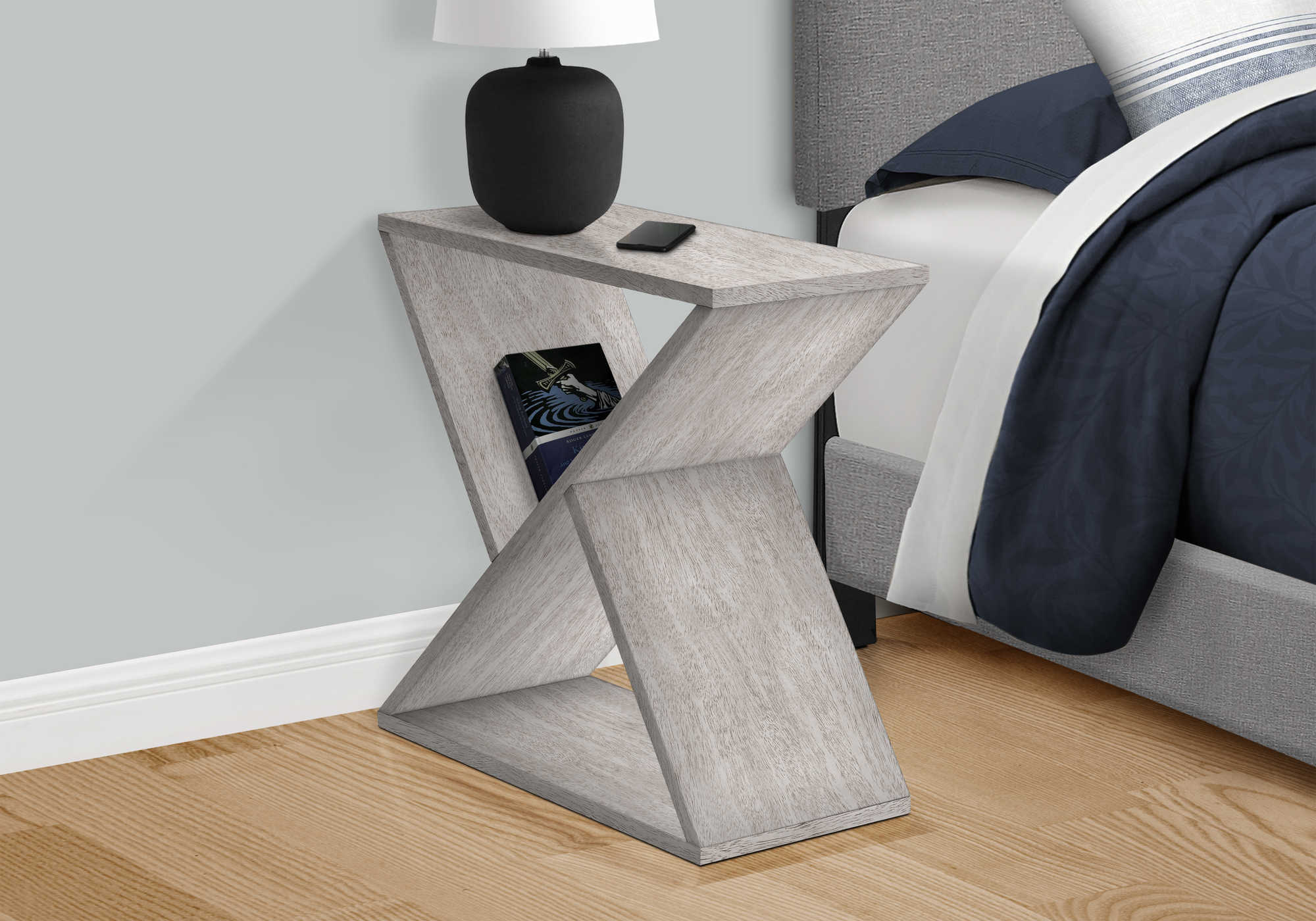 nightstand - 24"h / washed grey veneer end table i3980