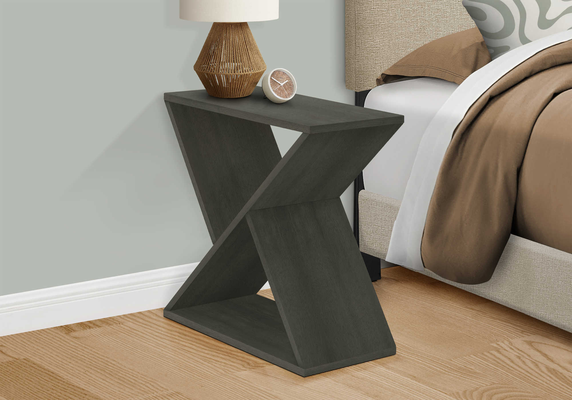 nightstand - 24"h / dark green veneer end table i3982