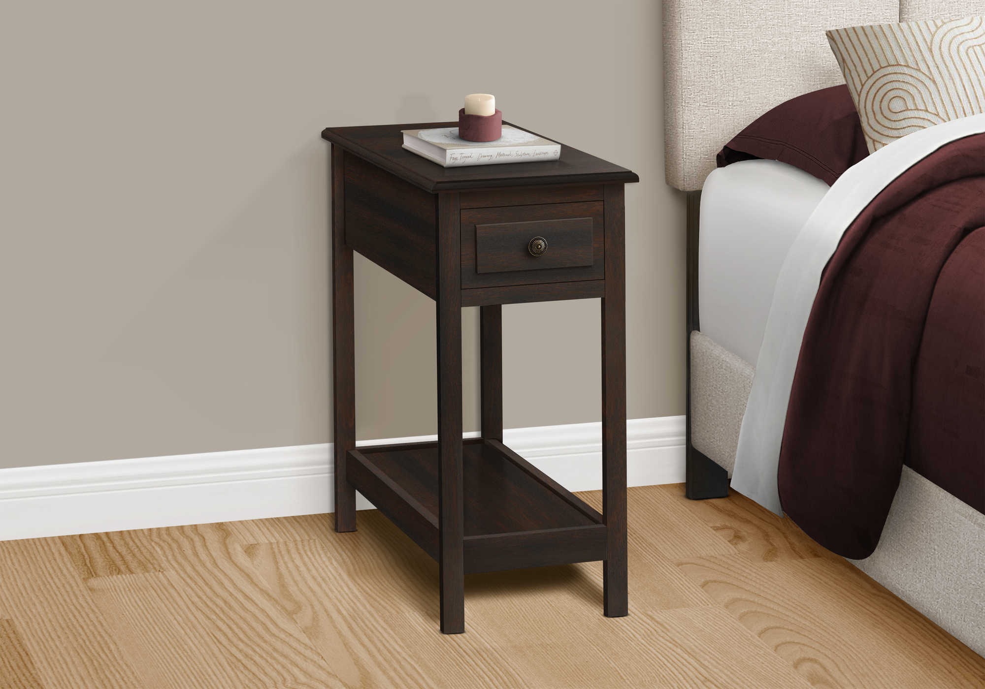 nightstand - 25"h / dark walnut veneer end table i3990