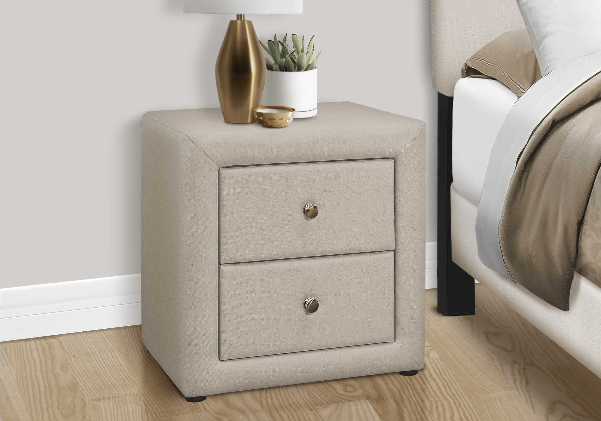 nightstand - 21"h / beige linen i5605