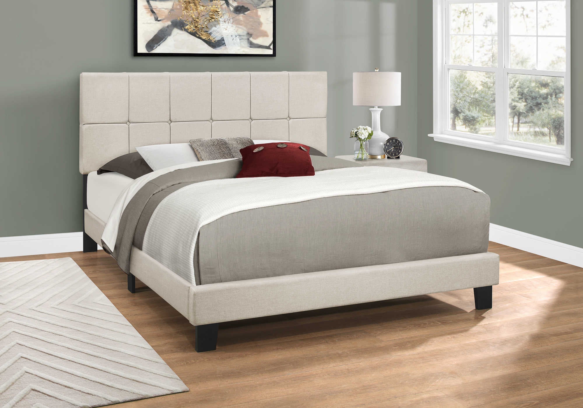 BED - QUEEN SIZE / BEIGE LINEN i 5605Q