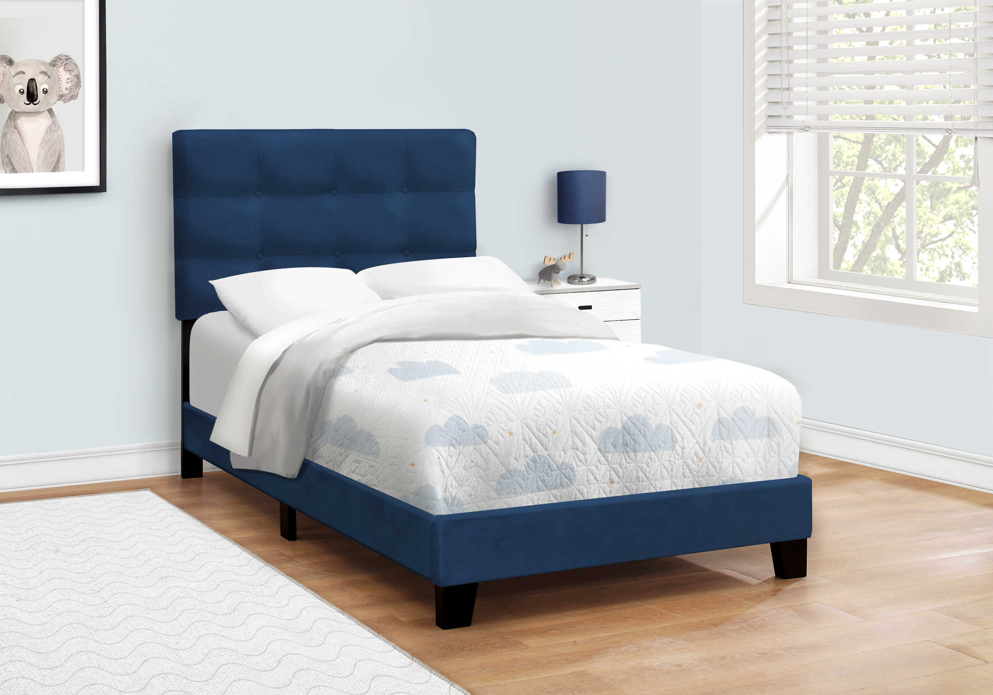 BED - TWIN SIZE / NAVY BLUE VELVET i 5918T