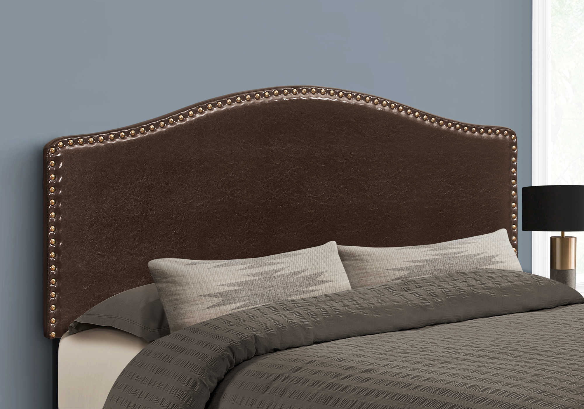 BED - QUEEN SIZE / BROWN LEATHER-LOOK HEADBOARD ONLY i 6010Q