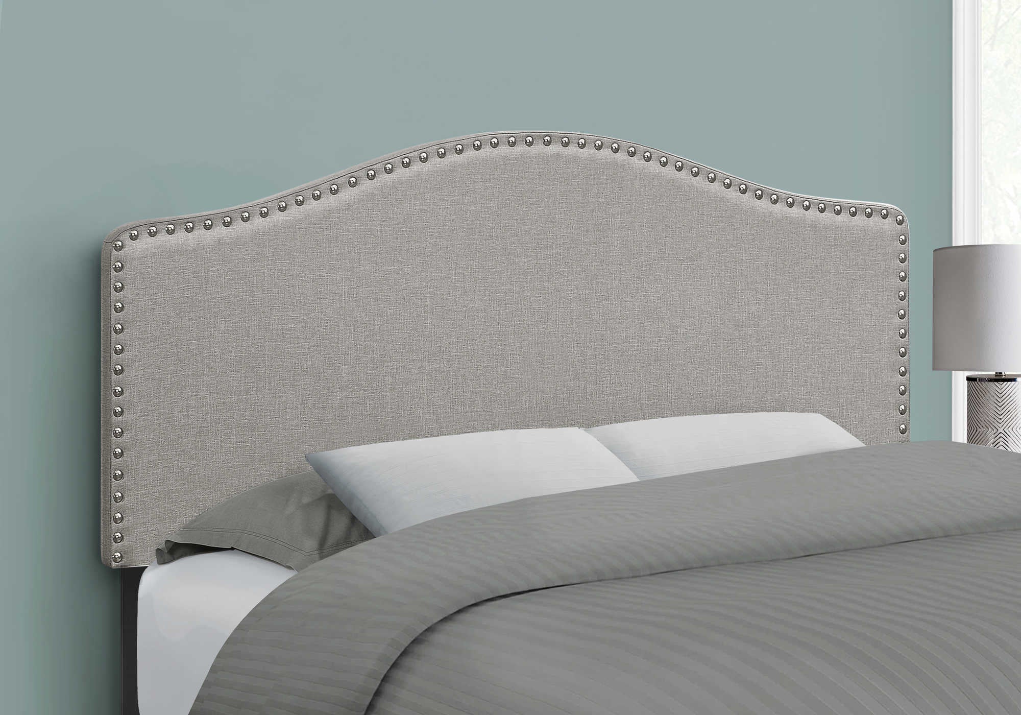 BED - FULL SIZE / GREY LINEN HEADBOARD ONLY i 6013F