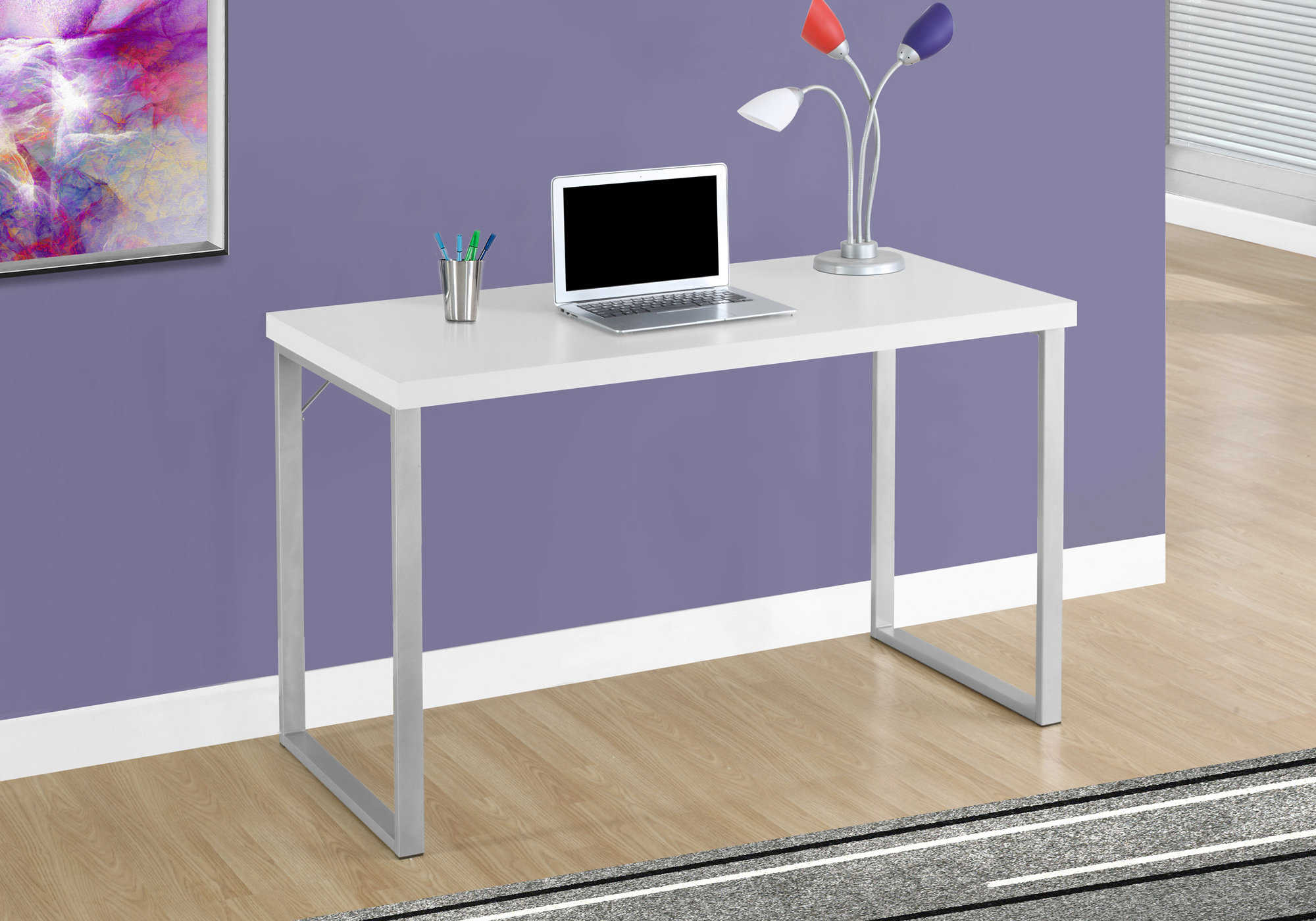 computer desk 48l white silver metal i 7154