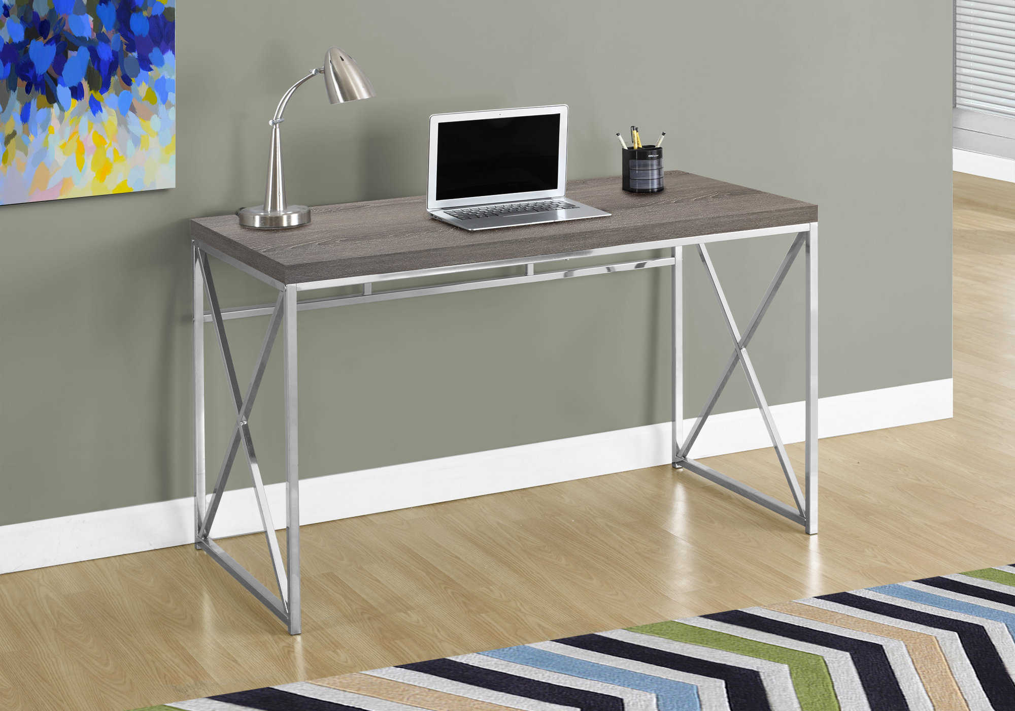 computer desk 48l dark taupe chrome metal i 7204