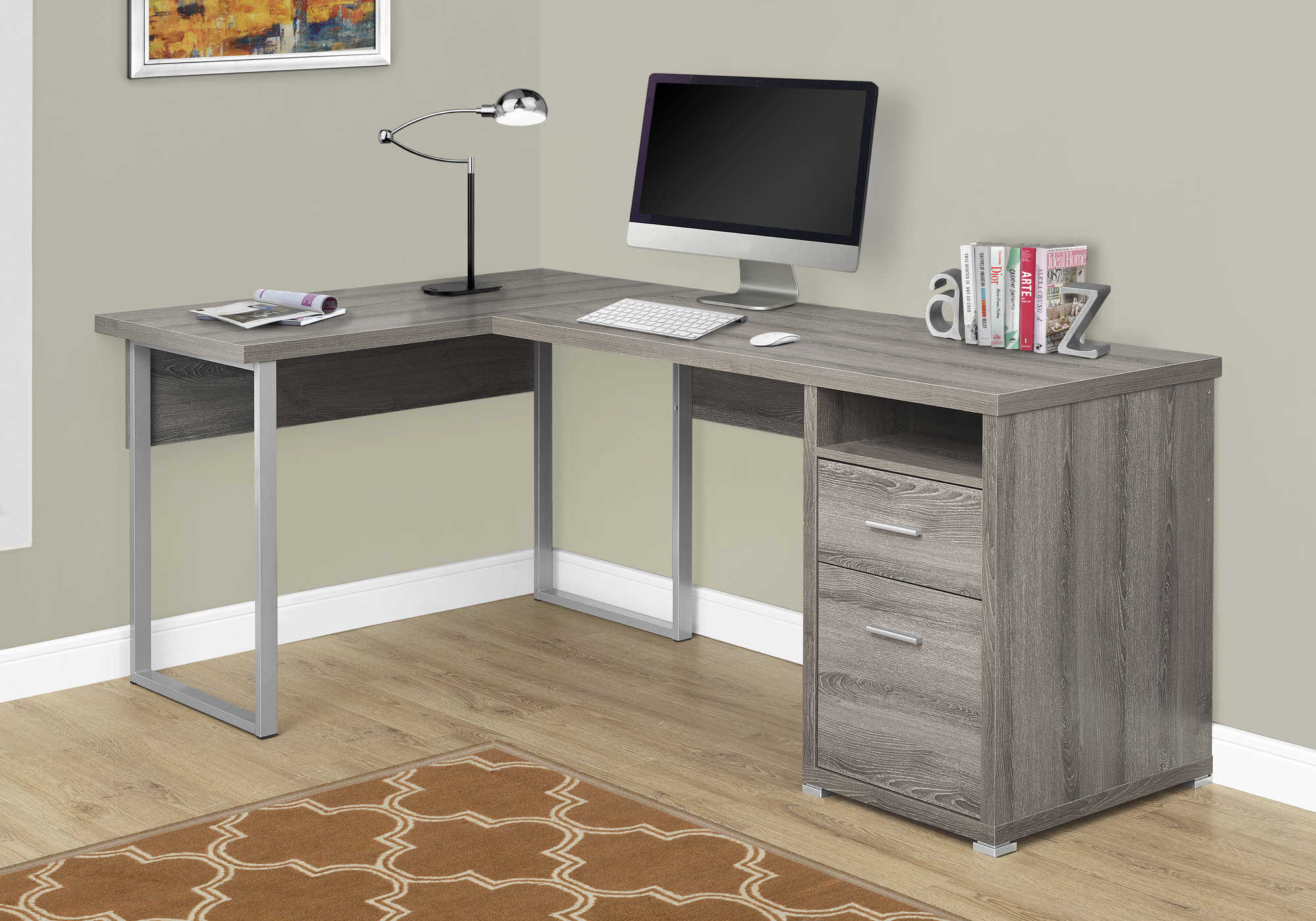 computer desk 80l dark taupe left or right facing i 7255