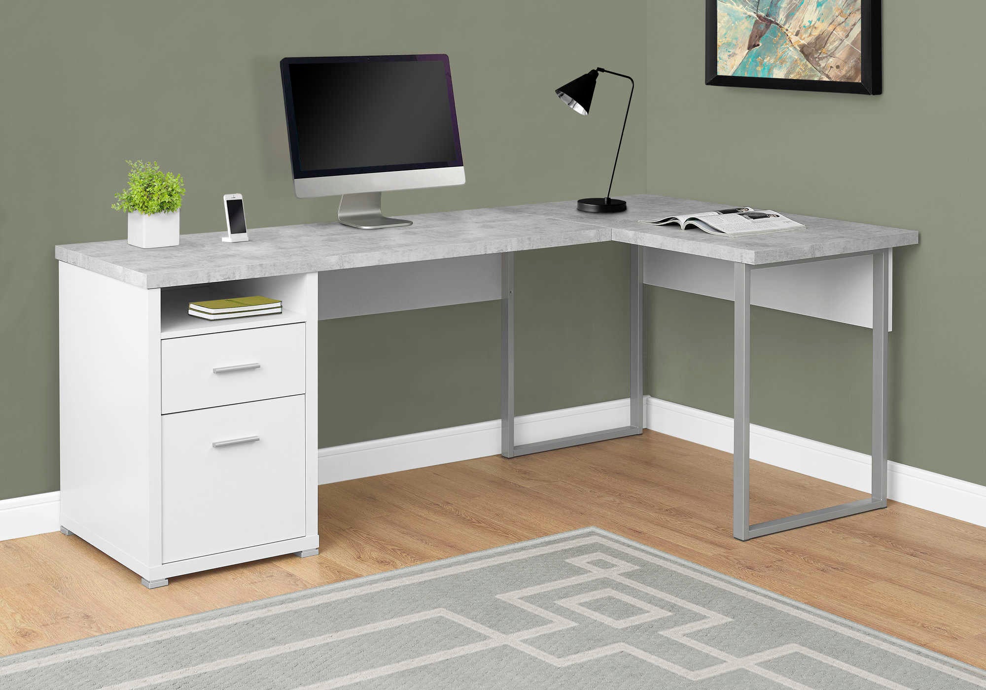 computer desk 80l white cement look left right face i 7258