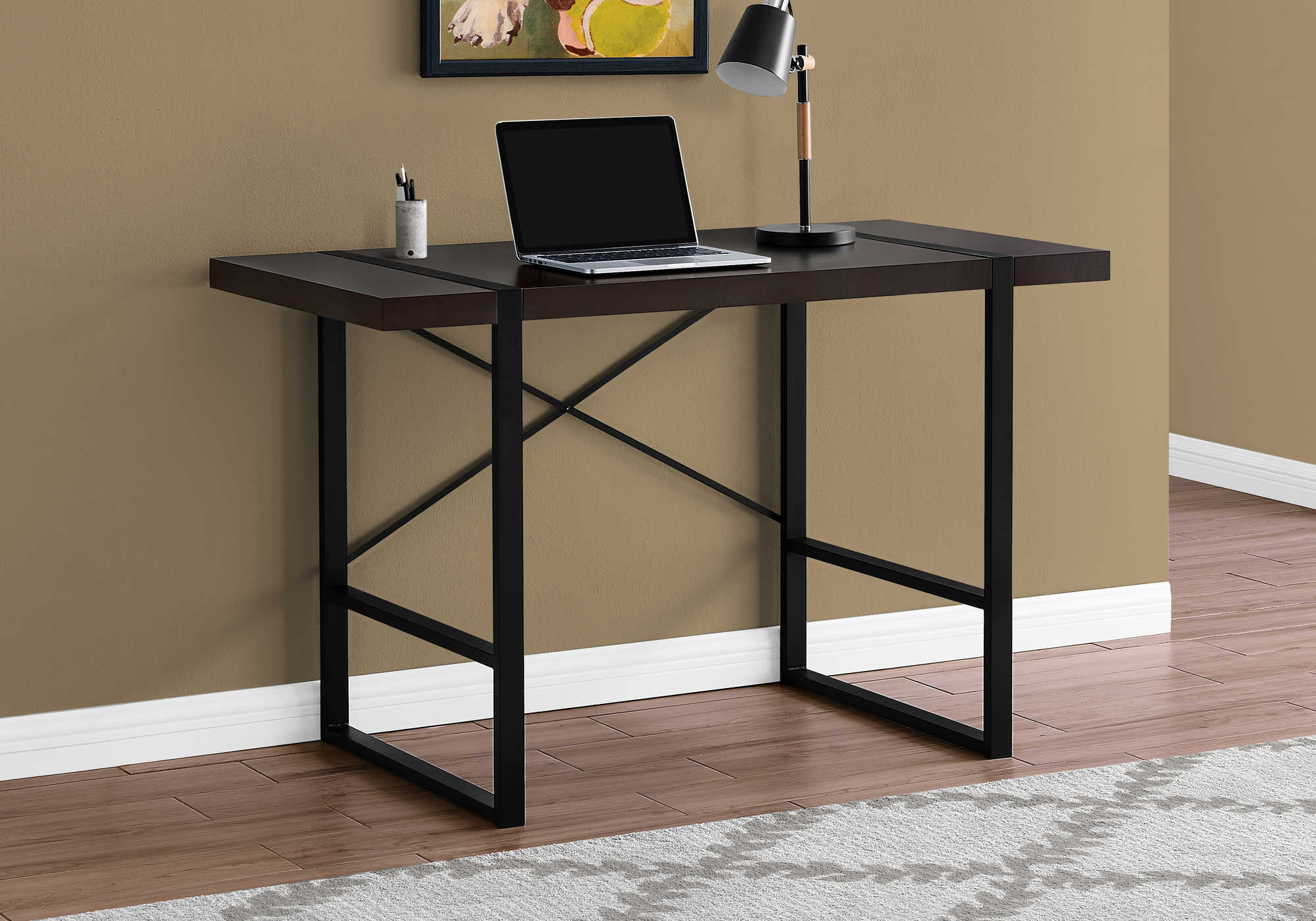 computer desk 48l espresso black metal i 7311