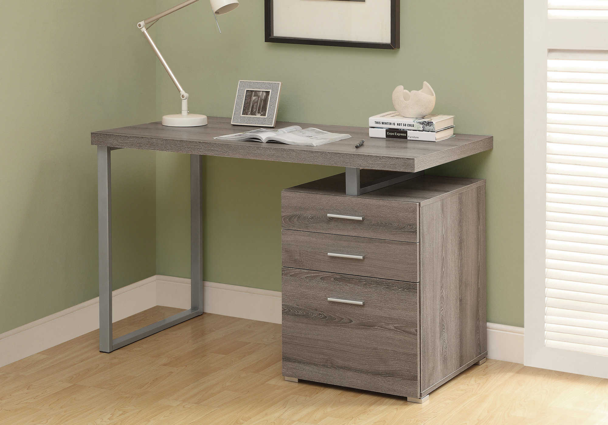 Image of computer desk - 48"l / dark taupe left or right facing  i 7326.