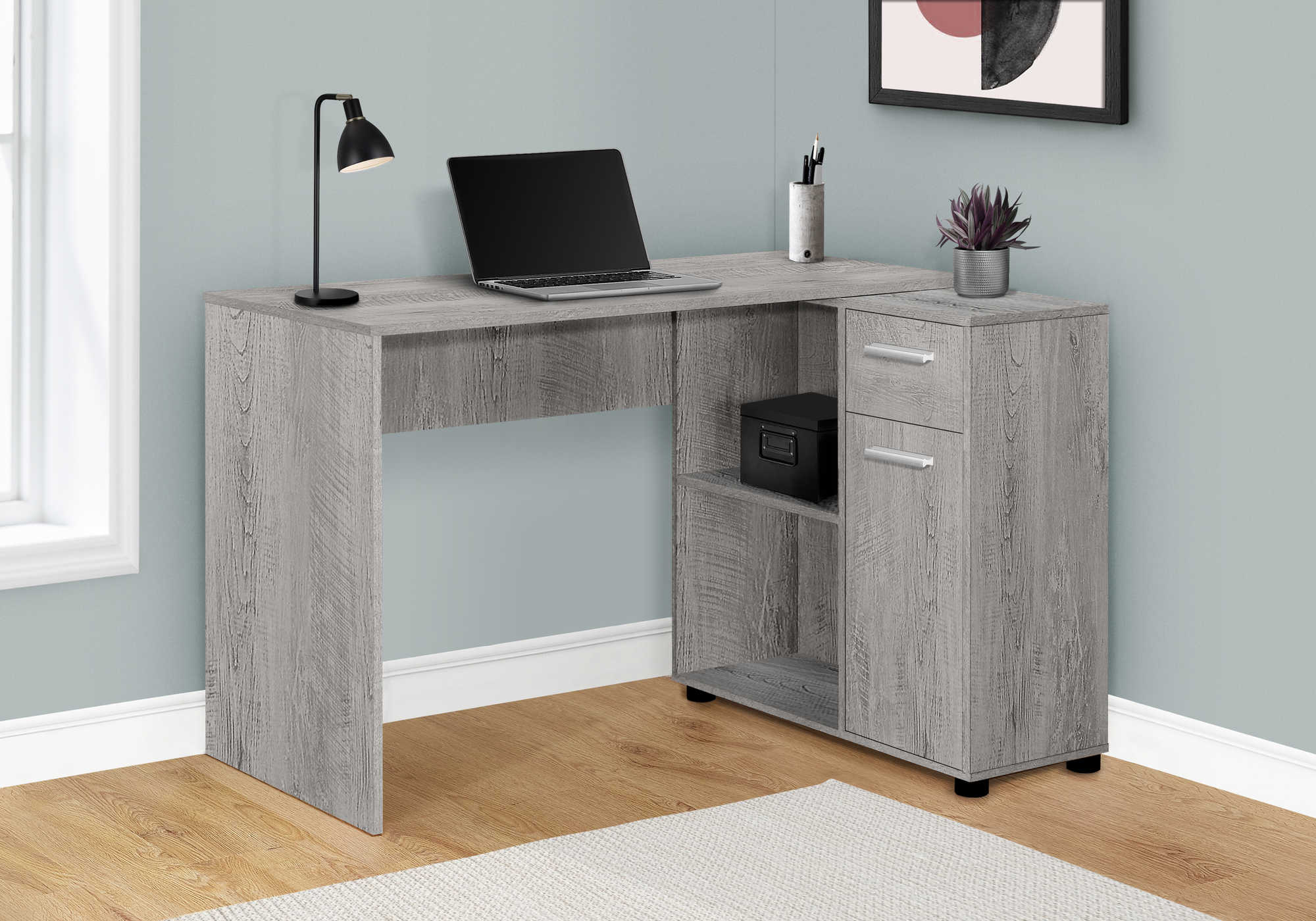 computer desk 46l industrial grey storage cabinet i 7346