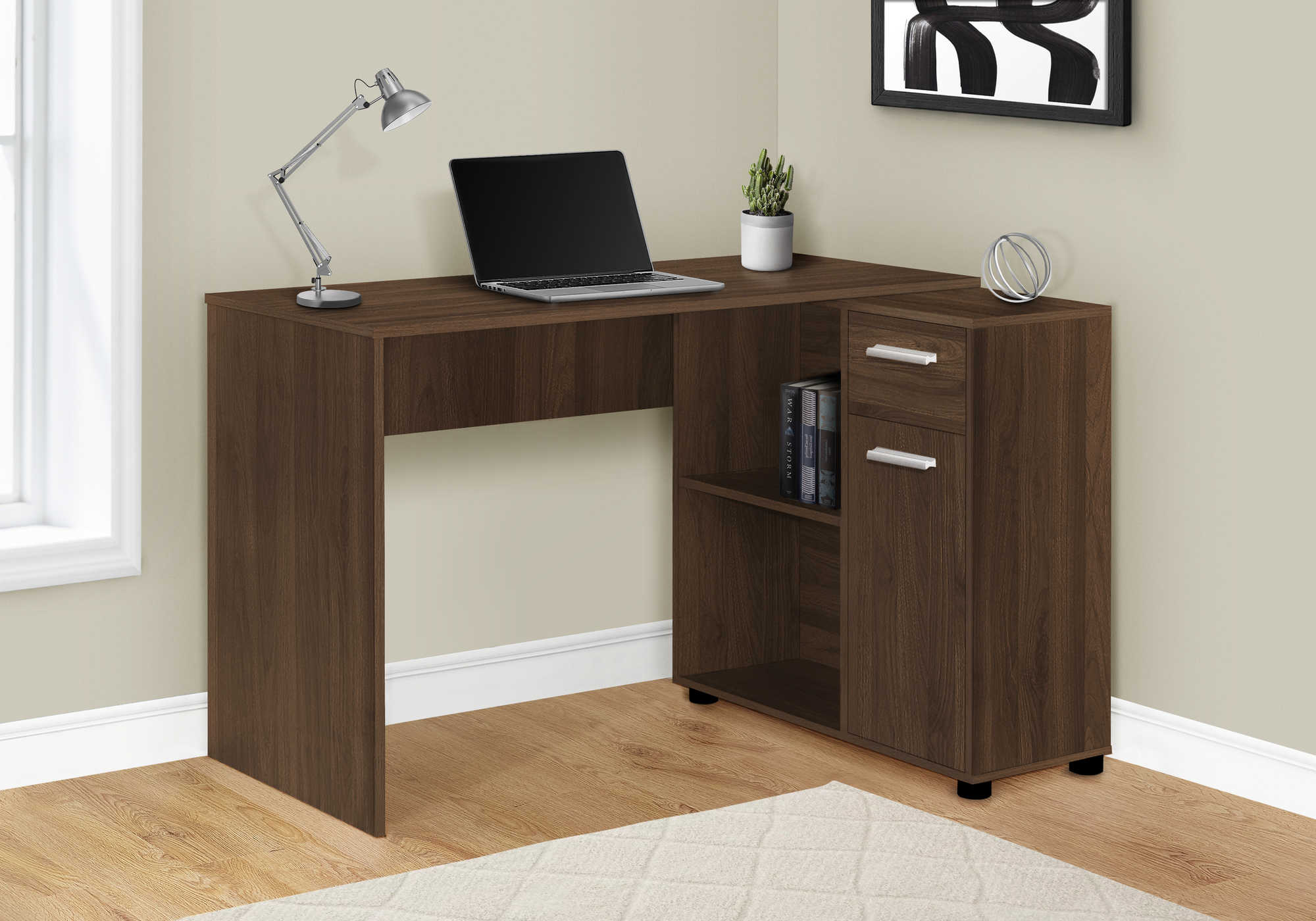 computer desk 46l dark walnut storage cabinet i 7348