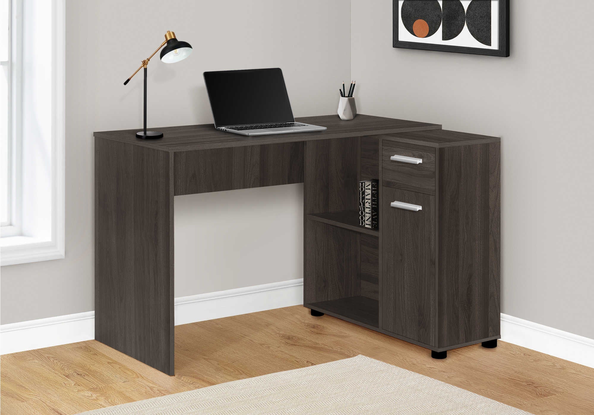 computer desk 46l brown oak storage cabinet i 7349