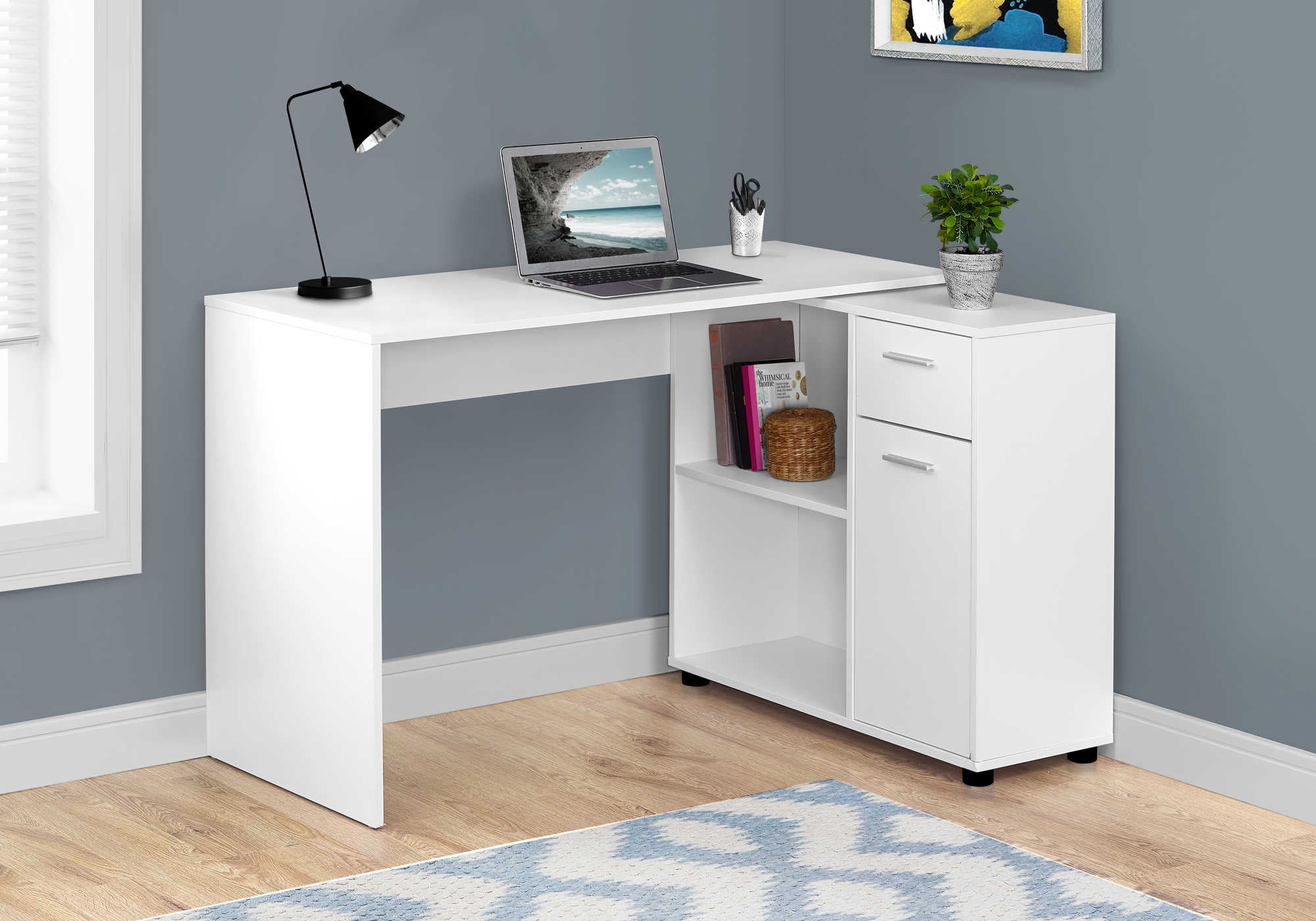 computer desk 46l white with a storage cabinet i 7350