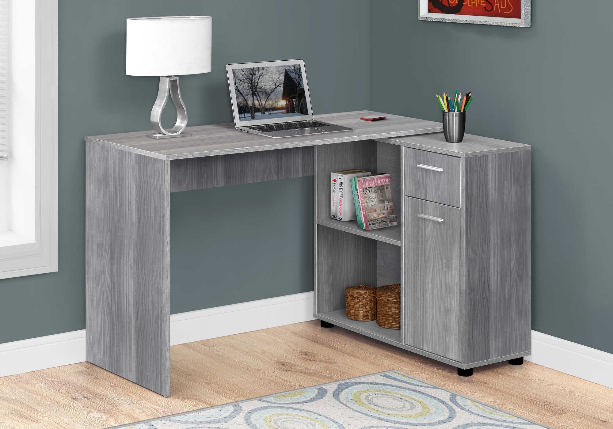 computer desk 46l grey with a storage cabinet i 7351